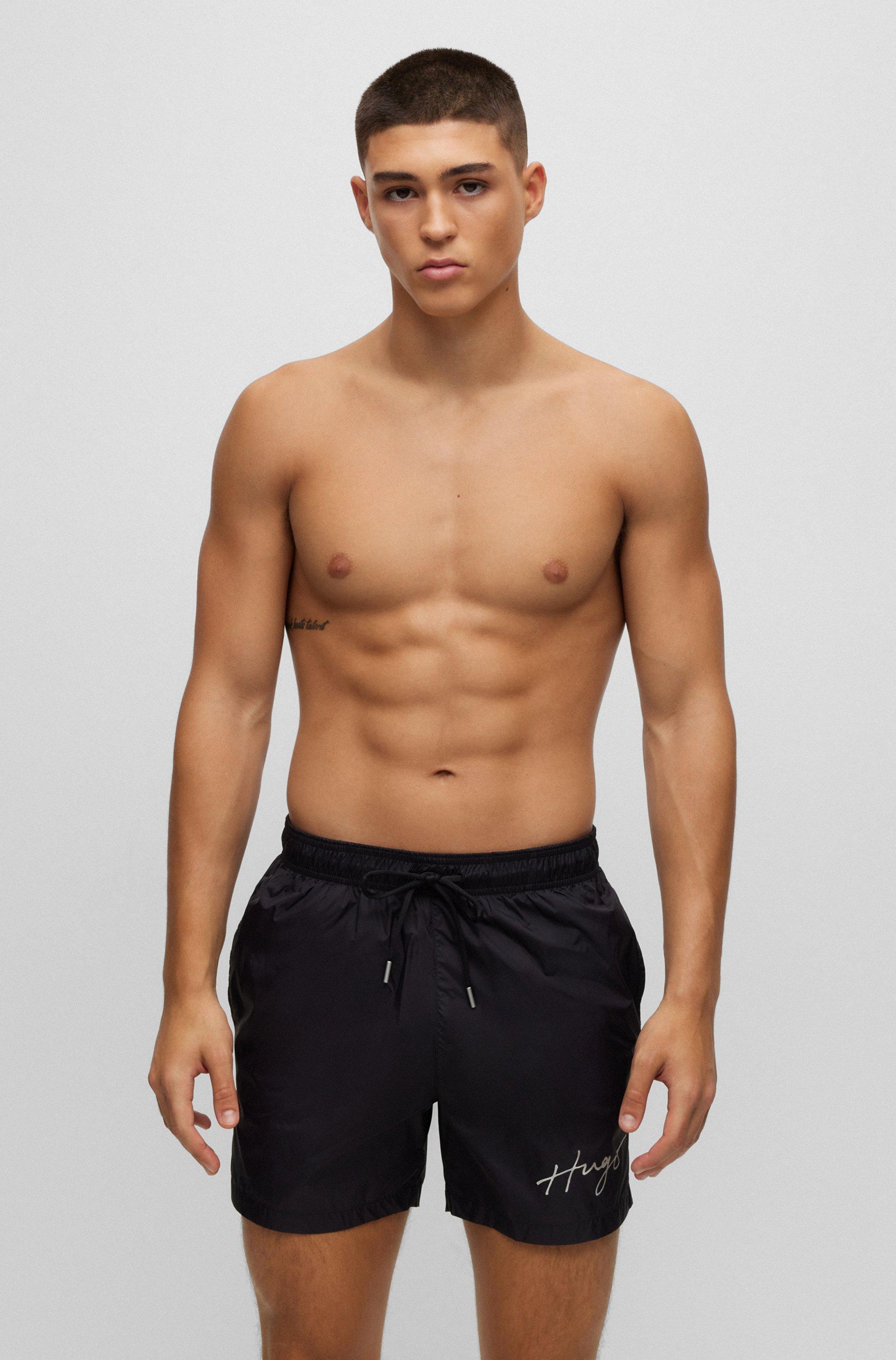 BOSS by HUGO BOSS Swim Shorts With Handwritten Logo in Blue for Men Lyst