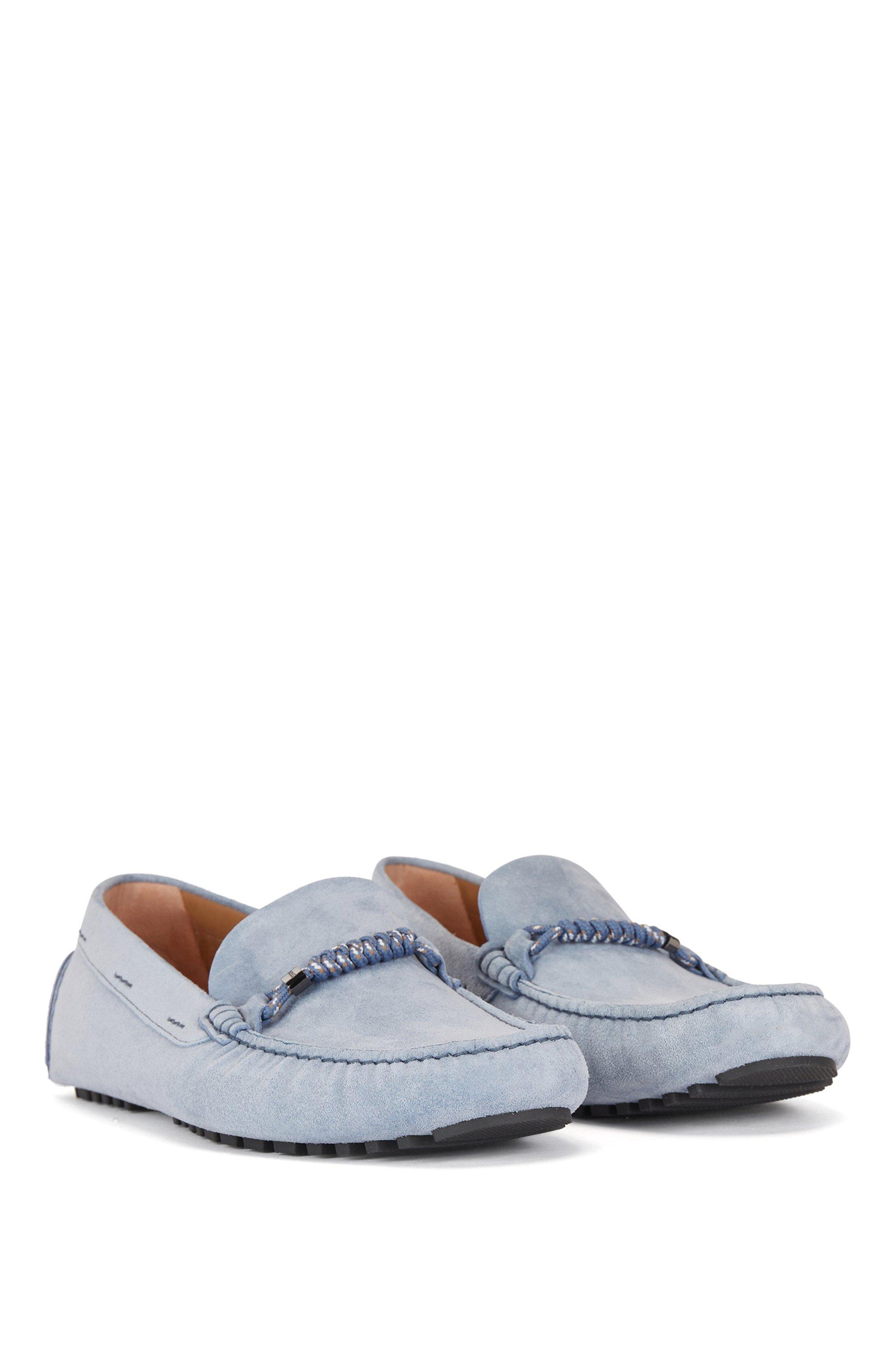 BOSS by HUGO BOSS Suede Slip-on Moccasins With Branded Cord Trim in Blue  for Men | Lyst