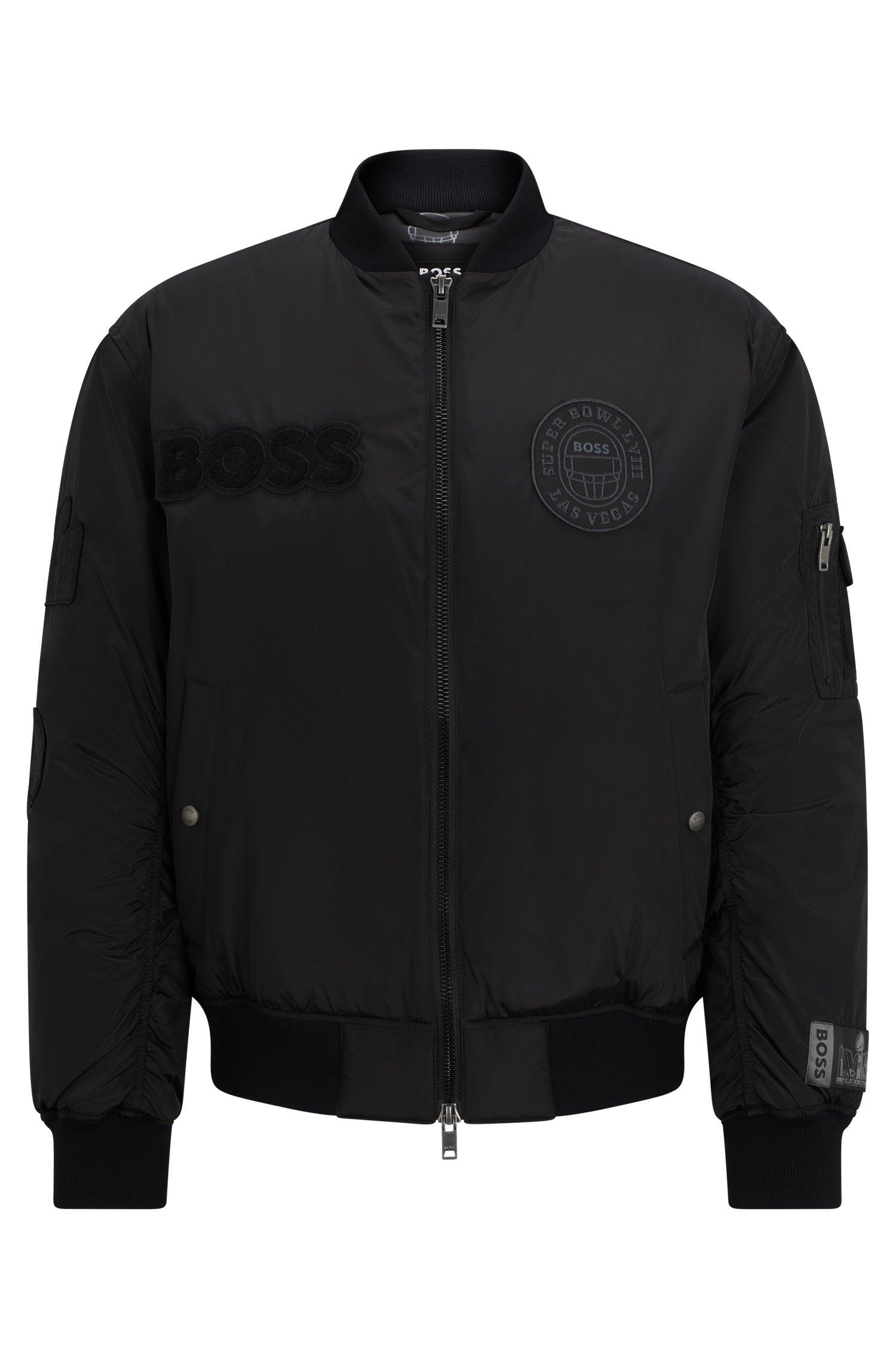 BOSS X Nfl Padded Bomber Jacket With Special Patches in Black for 