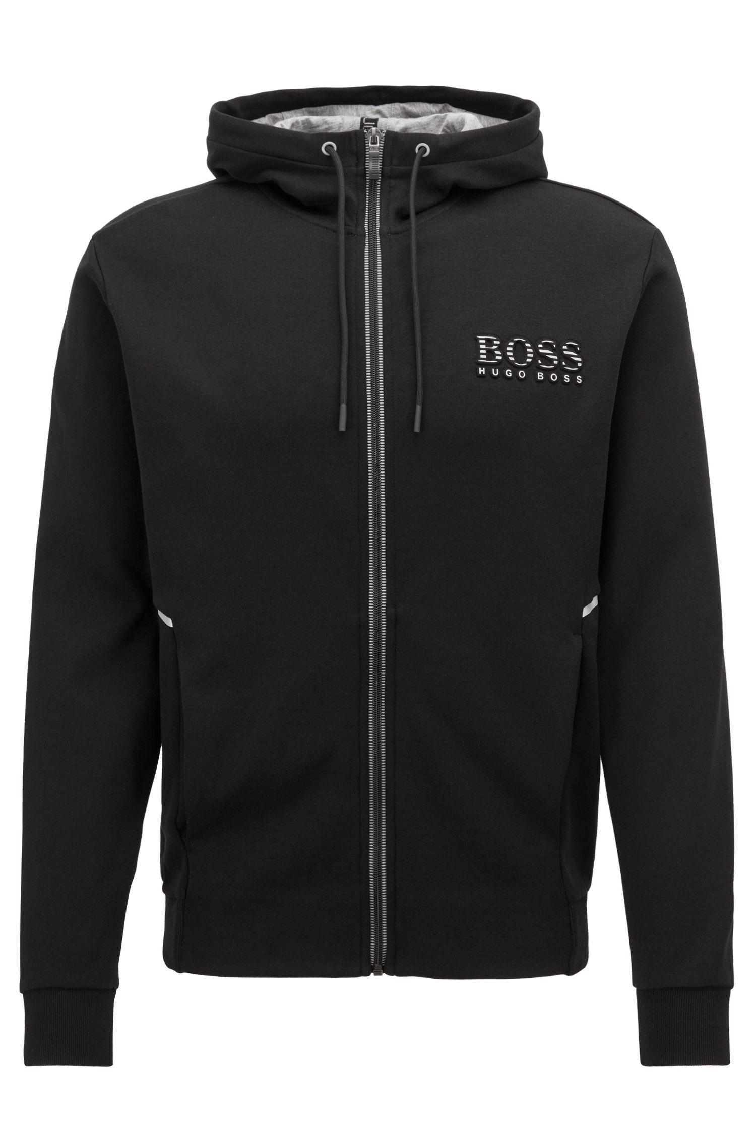 hugo boss hooded sweatshirt with logo and reflective detailing