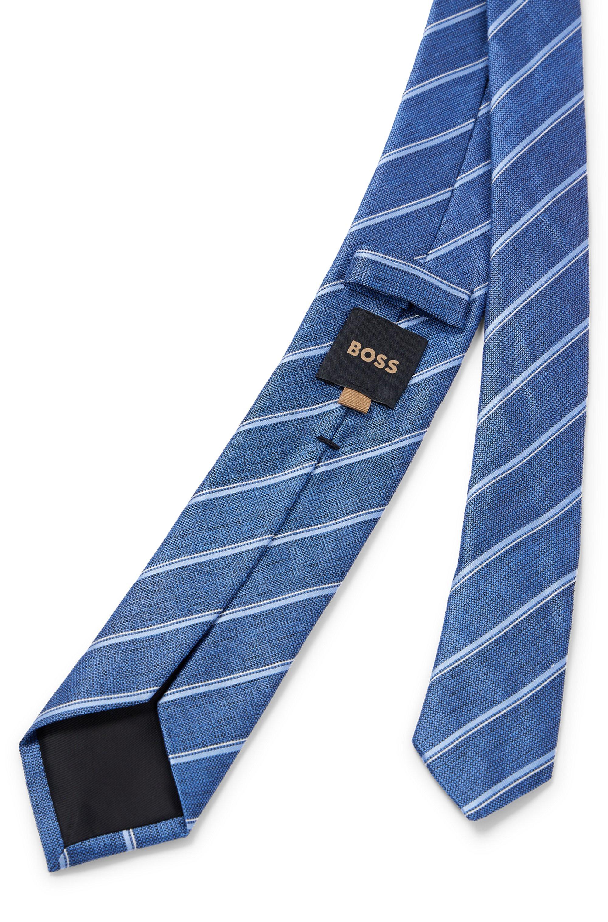 BOSS by HUGO BOSS Hand-made Tie In Striped Linen And Silk in Blue for Men |  Lyst