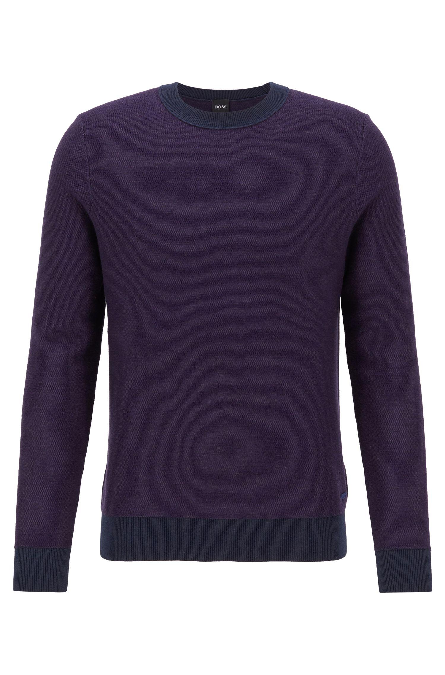 BOSS Lightweight Sweater In A Cotton Blend With Contrast Details in ...
