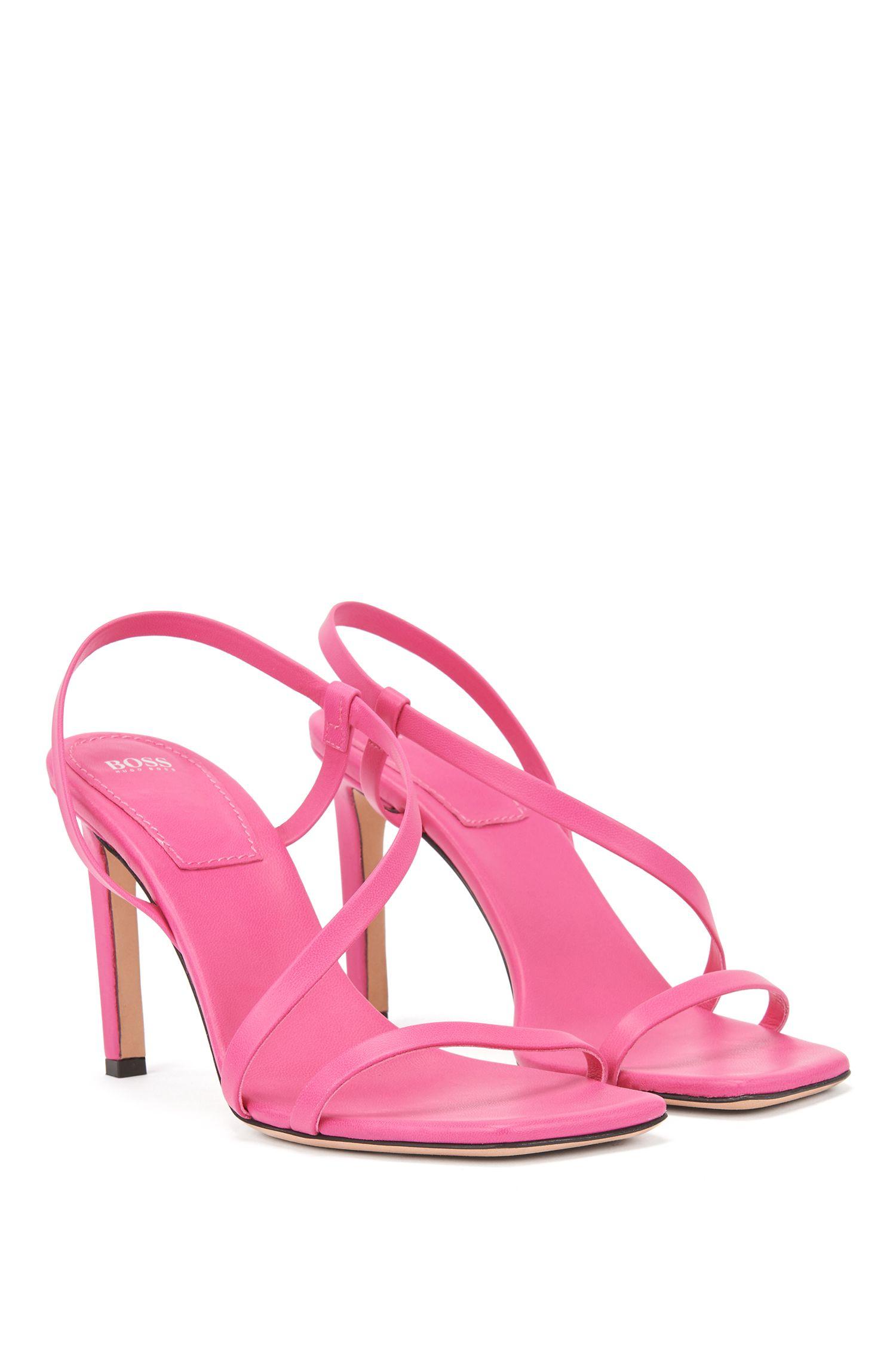 BOSS by Hugo Boss High Heeled Sandals In Nappa Leather With Asymmetric ...