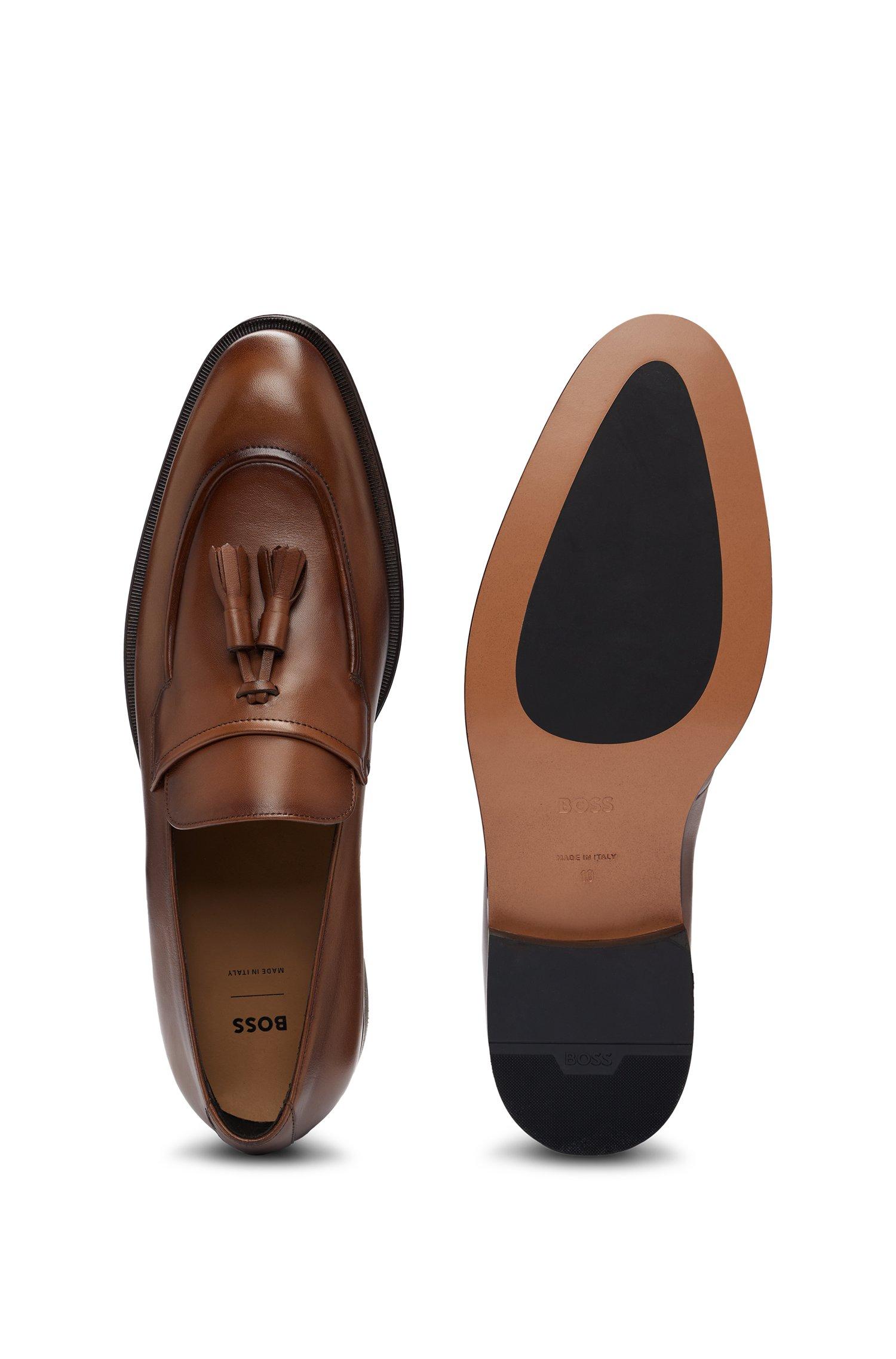 Hugo Boss Brown Tassel Loafers for Men BOSS - Suede loafers with tassel trim - Beige main image 4