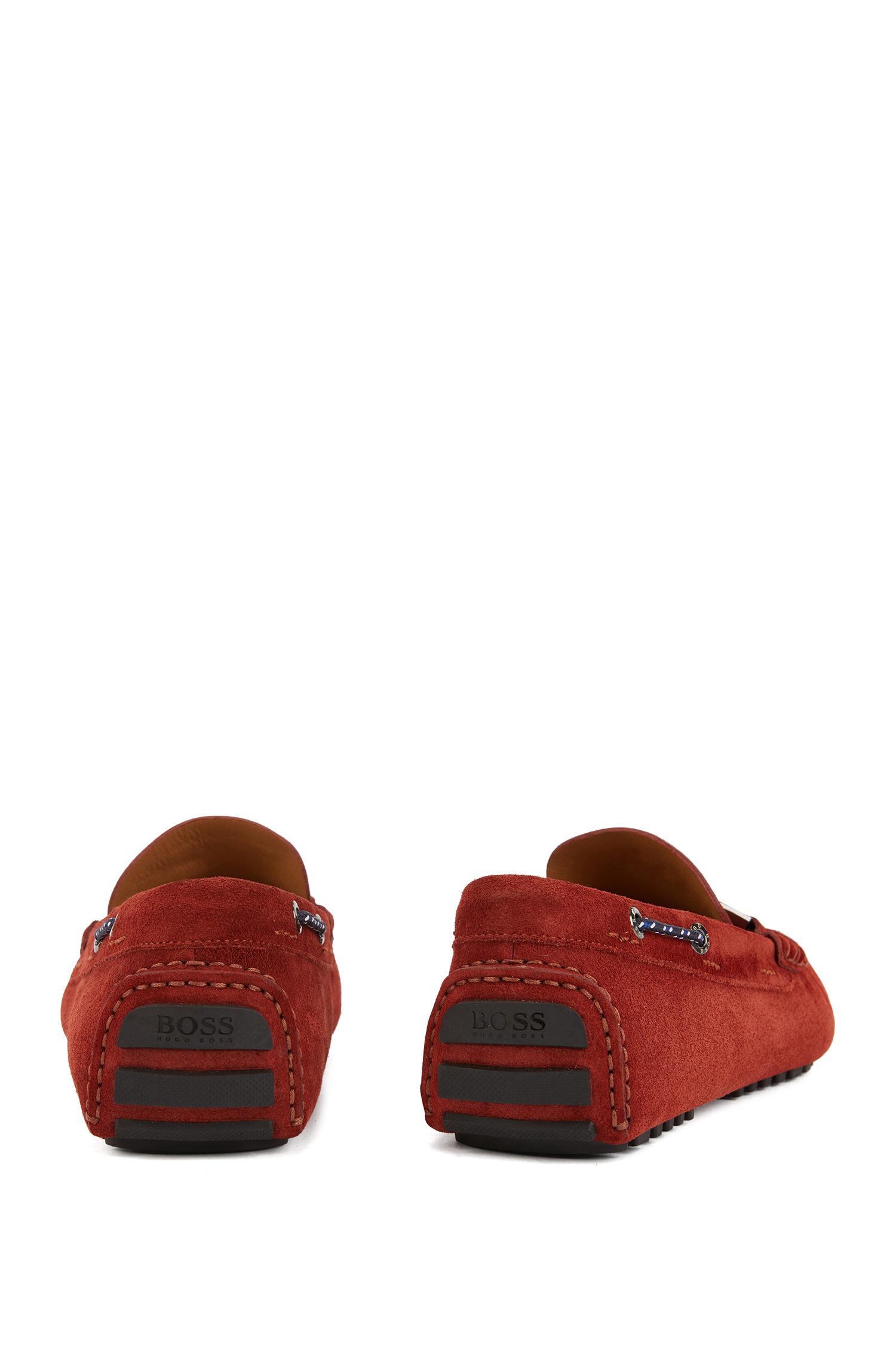 BOSS by Hugo Boss Italian-made Suede Moccasins With Woven Cord in Dark Red ( Red) for Men - Lyst