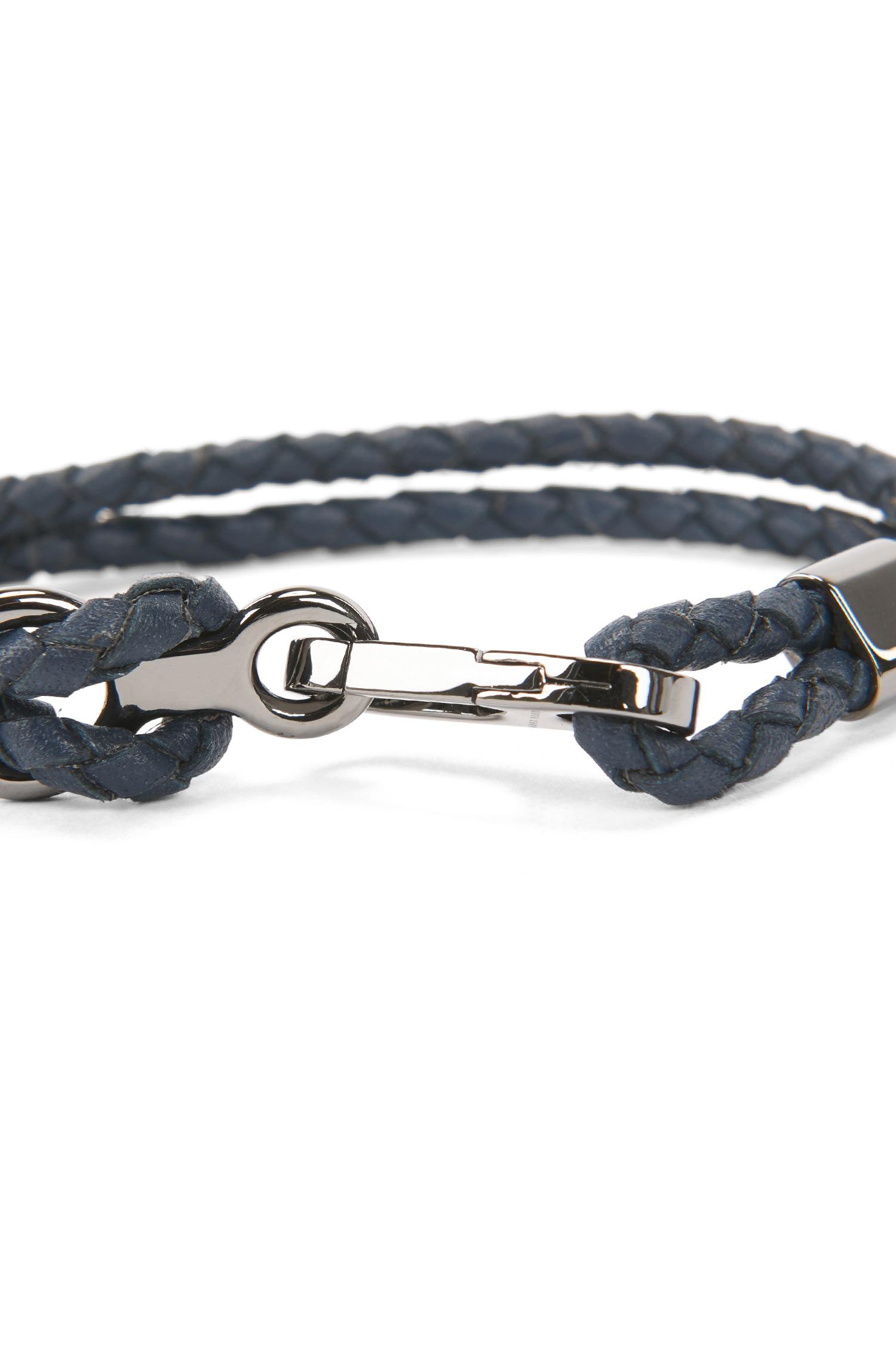 BOSS by Hugo Boss Double Braided Calf-leather Bracelet With Carabiner ...