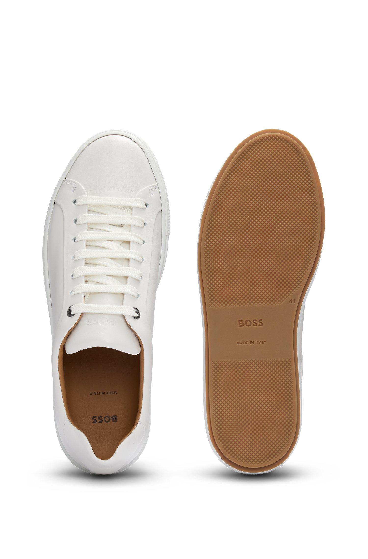 BOSS Leather Cupsole Trainers With Logo Details Crafted In Italy