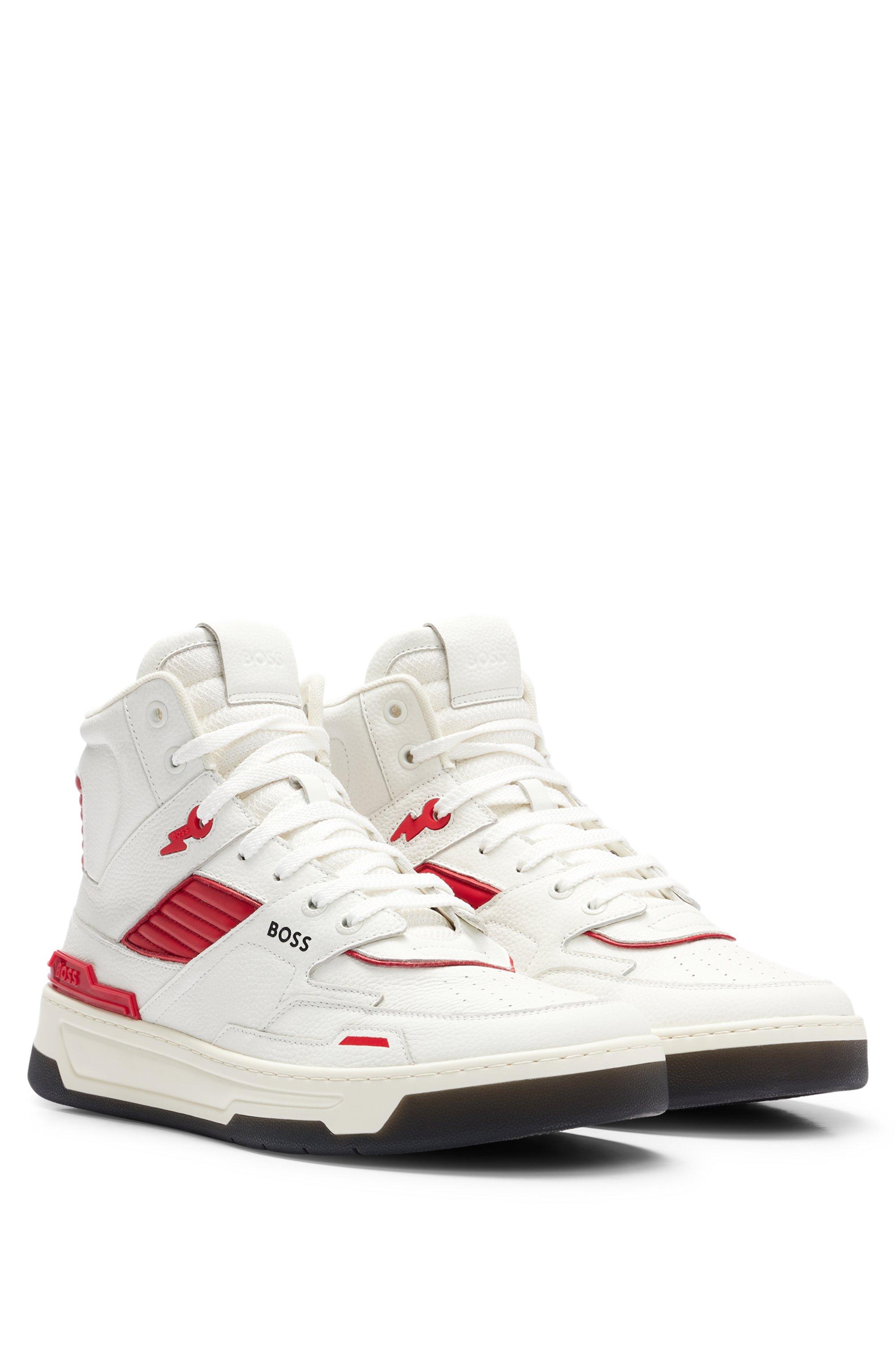 BOSS by HUGO BOSS High-top Basketball-inspired Trainers In Leather in White  for Men | Lyst