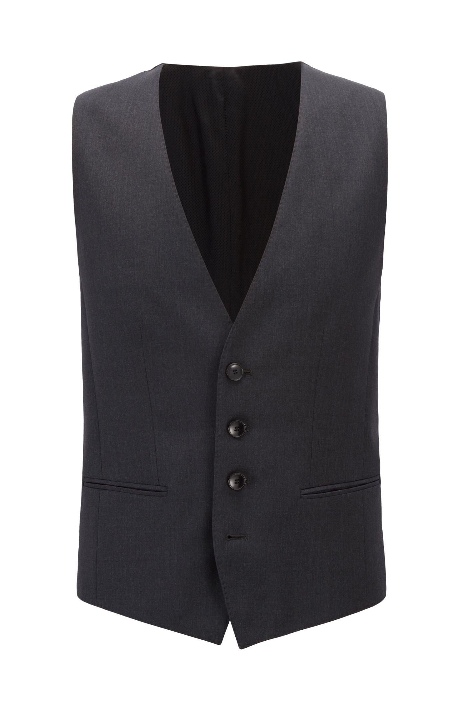 BOSS by Hugo Boss Slim Fit Waistcoat In Virgin Wool in Dark Grey (Gray ...