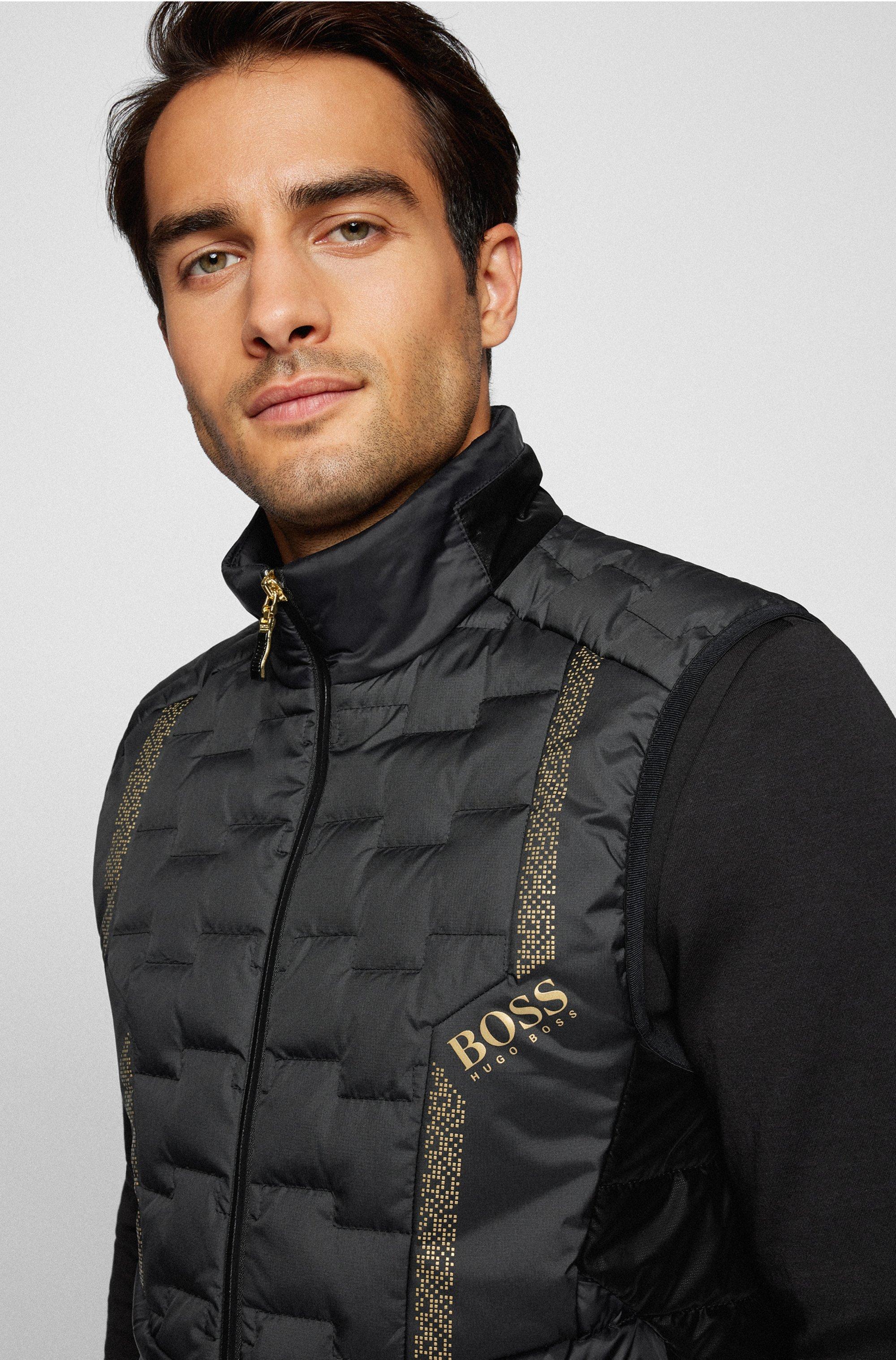 BOSS by HUGO BOSS Down Gilet With Pixel Artwork And Logo in Black for Men |  Lyst