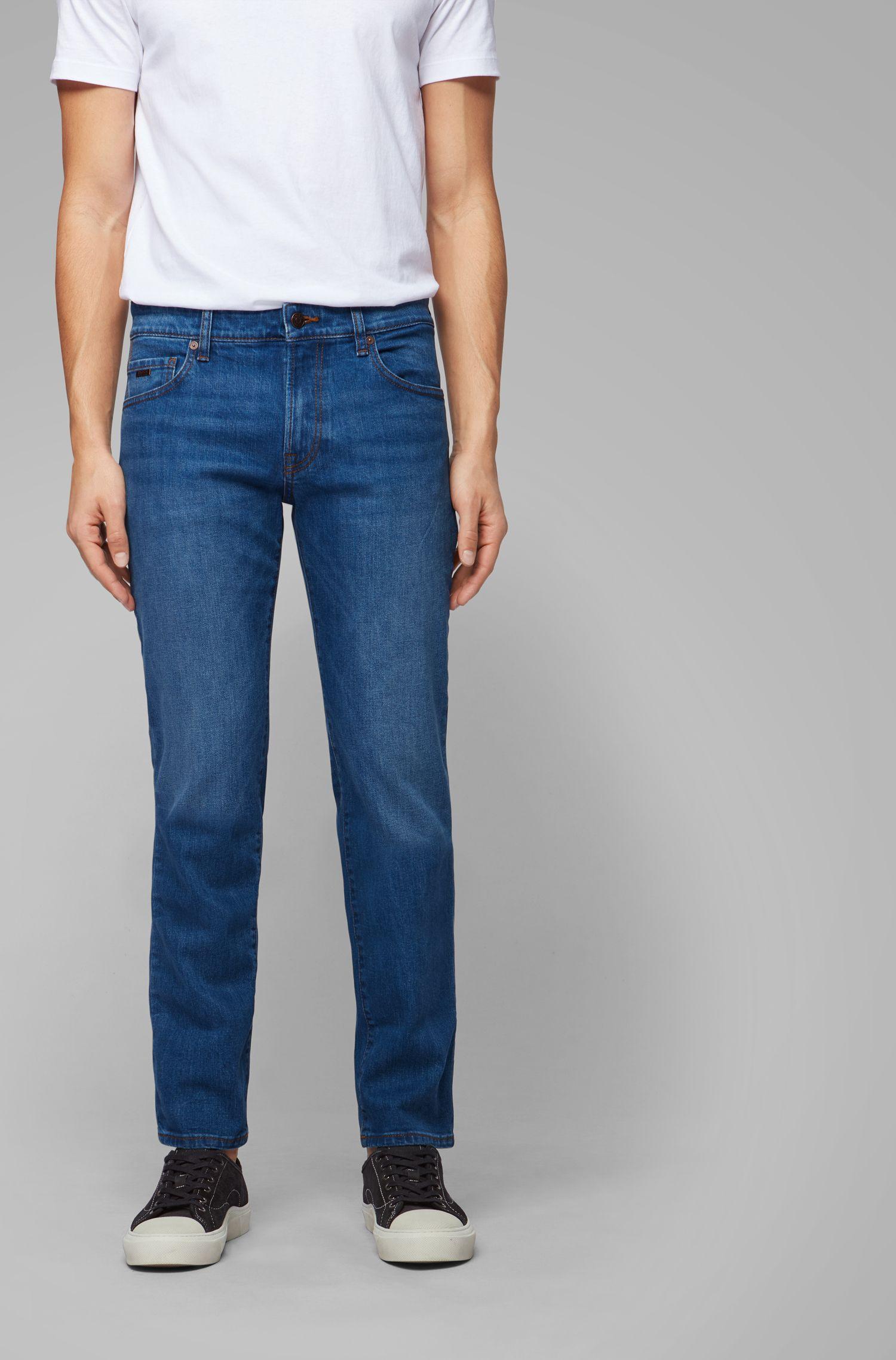 Boss Regular Fit Jeans In Ocean Blue Comfort Stretch Denim For Men