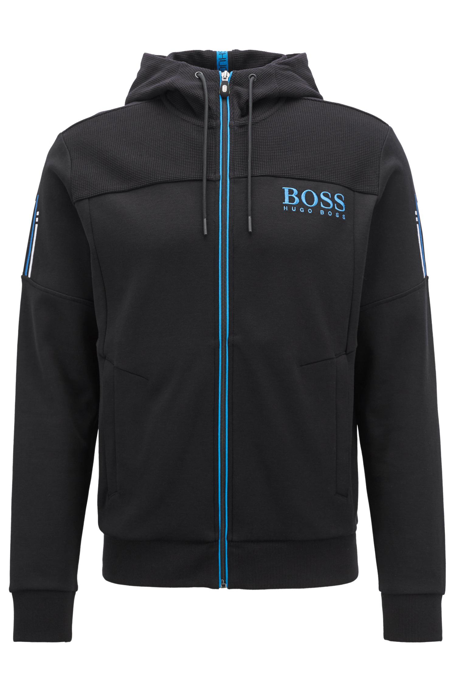 contrast zip up hooded sweatshirt