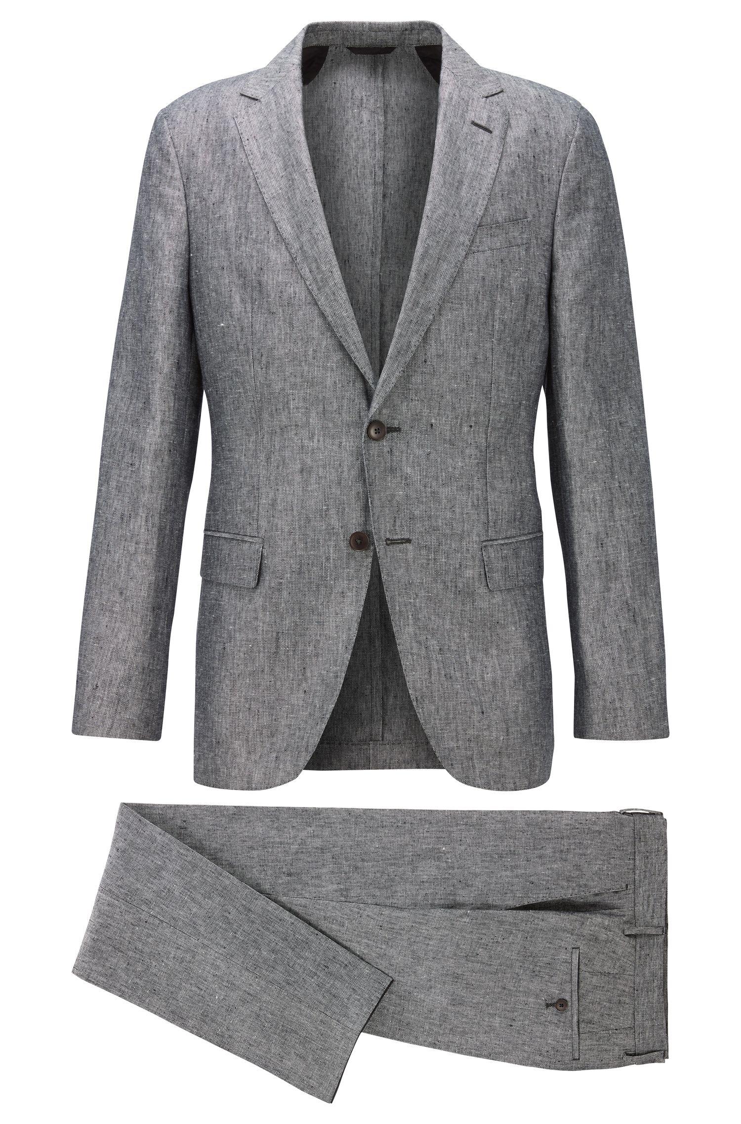 BOSS by Hugo Boss Vegan Slim Fit Suit In Italian Linen in Black for Men