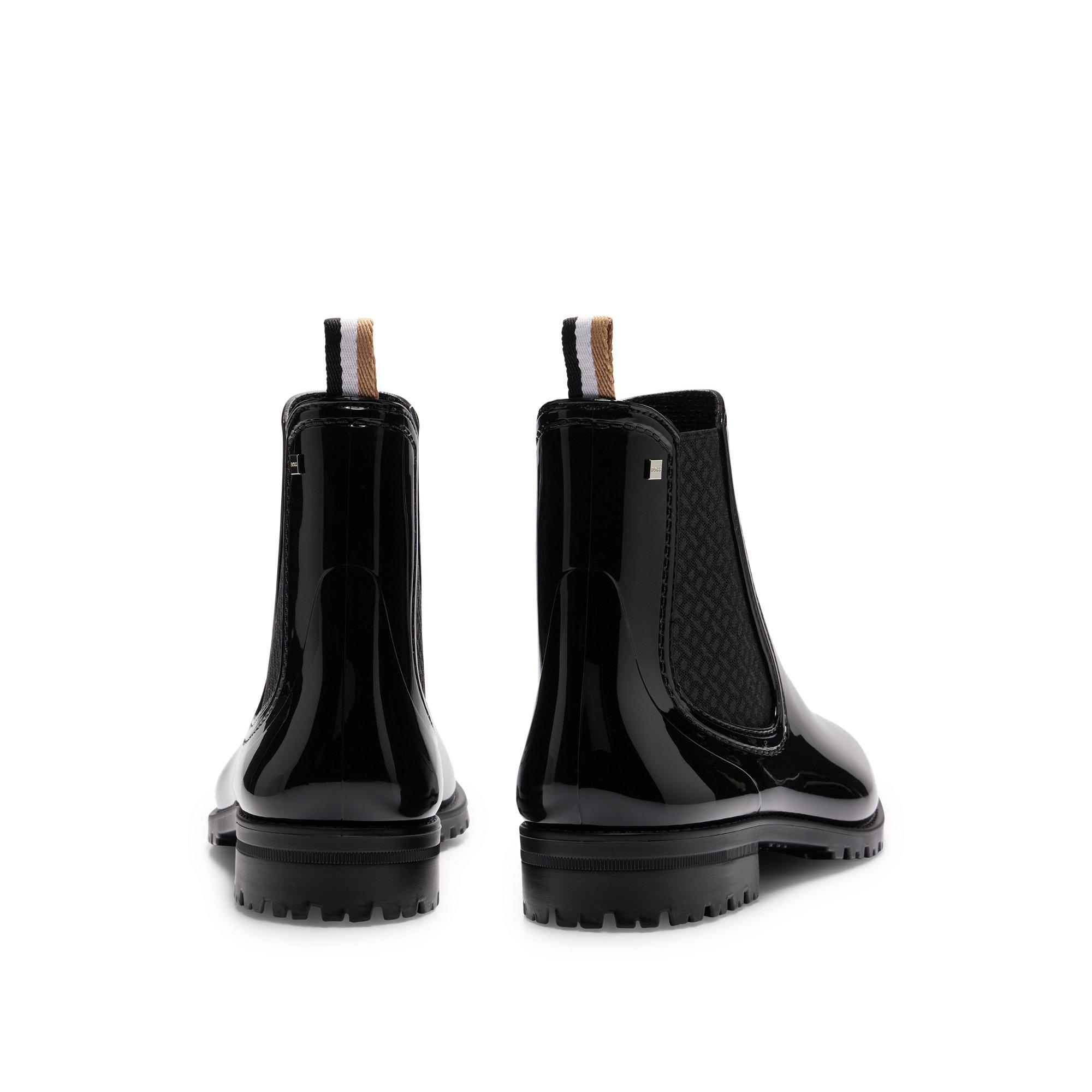 Black gloss rain boots sales