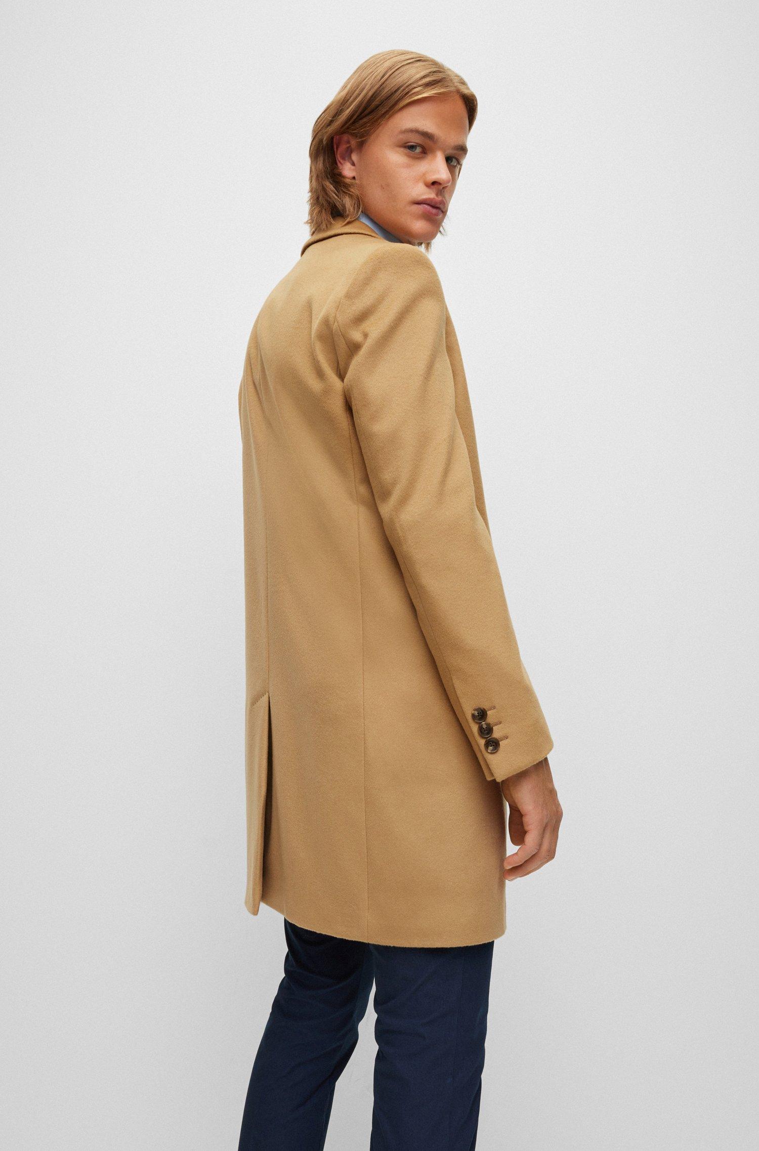 BOSS by HUGO BOSS Slim-fit Coat In Wool And Cashmere in Natural for Men |  Lyst UK