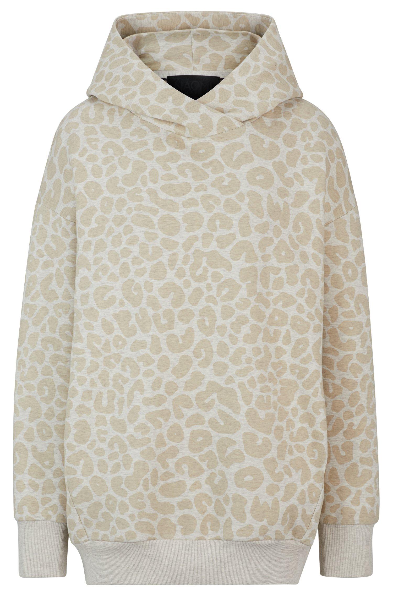 BOSS Naomi X Longline Cotton blend Hoodie With Leopard Print in Natural Lyst UK