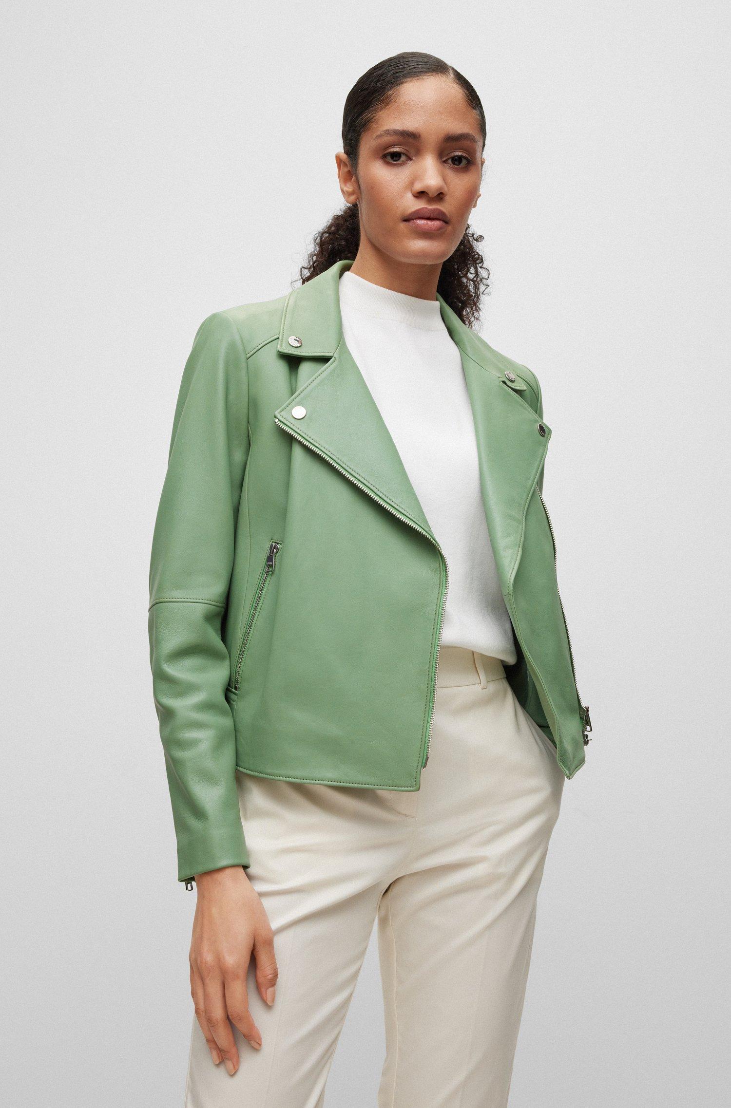 BOSS by HUGO BOSS Slim-fit Jacket In Naturally Tanned Leather in Green |  Lyst Australia