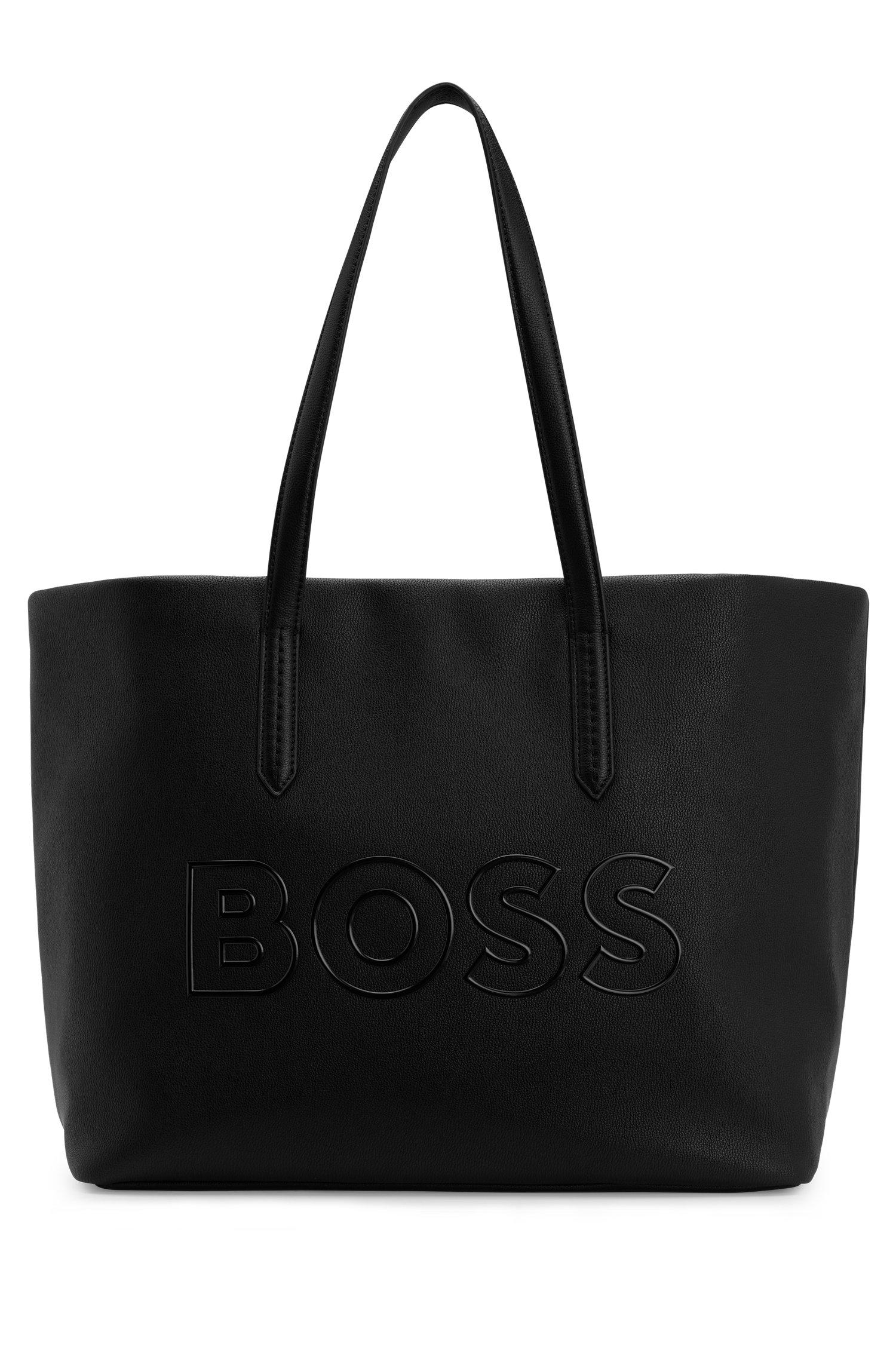 BOSS by HUGO BOSS Grained Faux-leather Shopper Bag With Outline Logo in ...