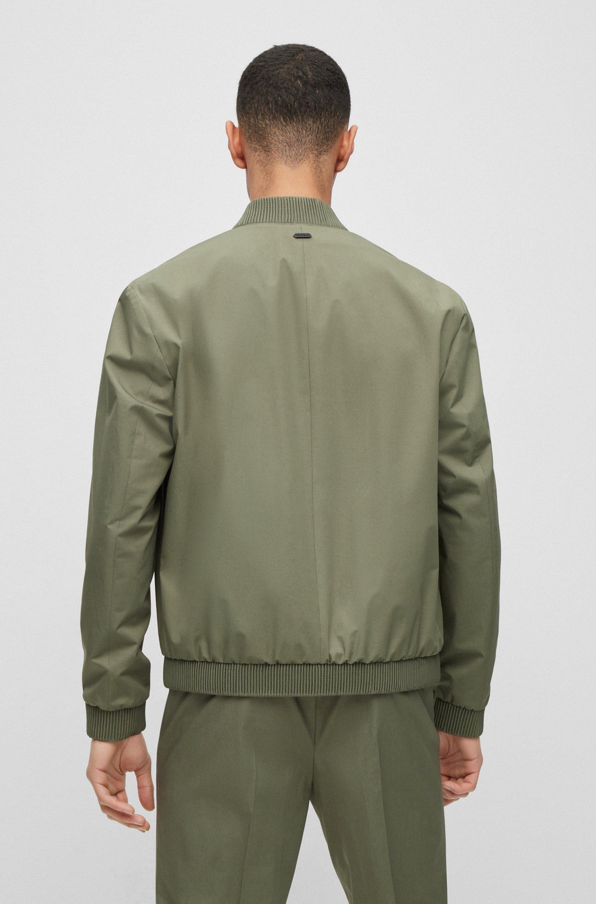 HUGO BOSS Bomber-style Jacket In Stretch Cotton in Green for | Lyst
