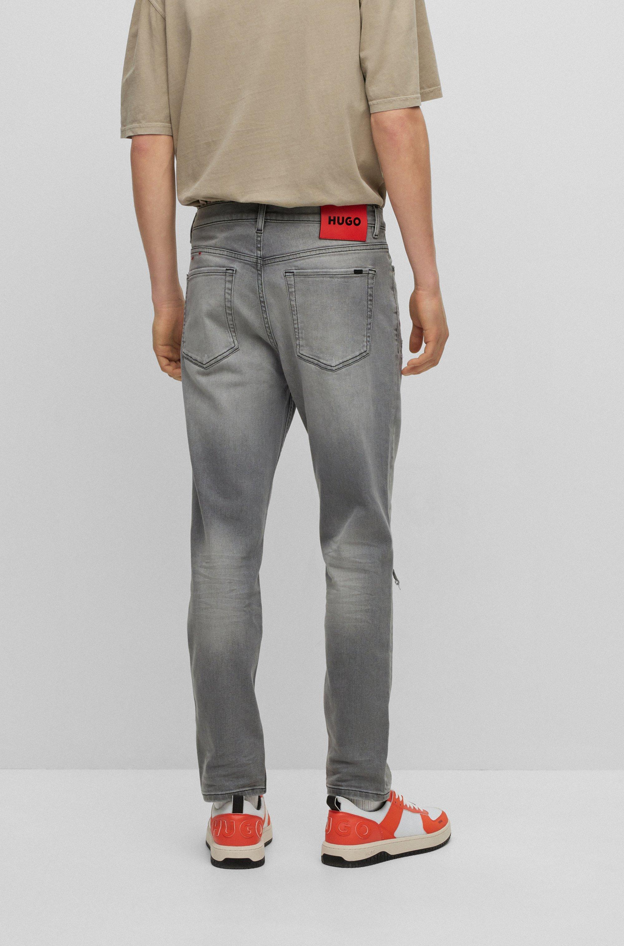 BOSS by HUGO BOSS Tapered-fit Jeans In Light-gray Comfort-stretch Denim for  Men | Lyst
