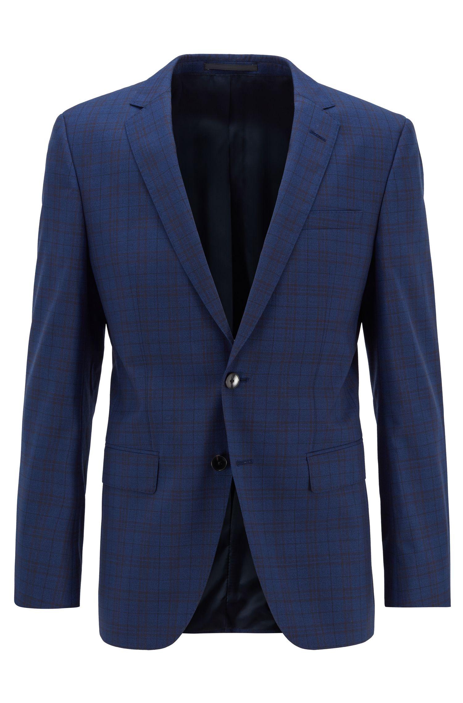 BOSS by Hugo Boss Slim Fit Jacket In Checked Virgin Wool in Light Blue