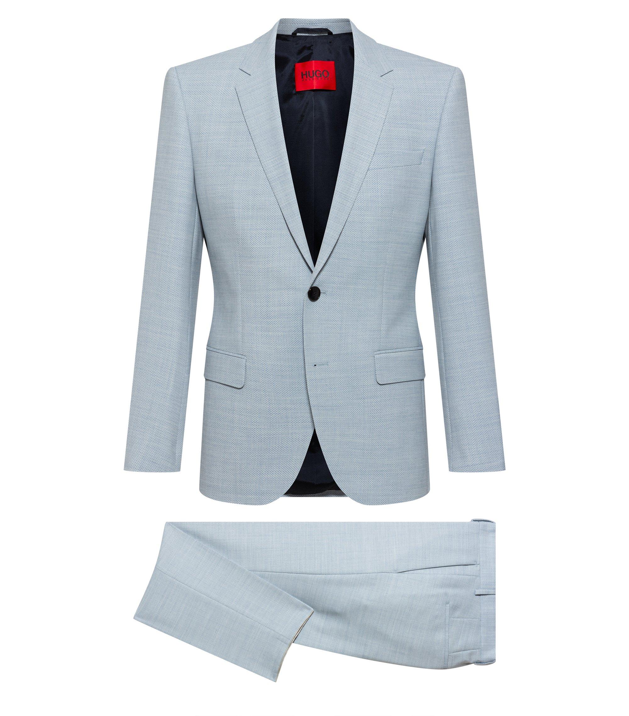 BOSS by HUGO BOSS Fein gemusterter Slim-Fit Anzug aus Super-Flex-Gewebe in  Blau für Herren | Lyst DE
