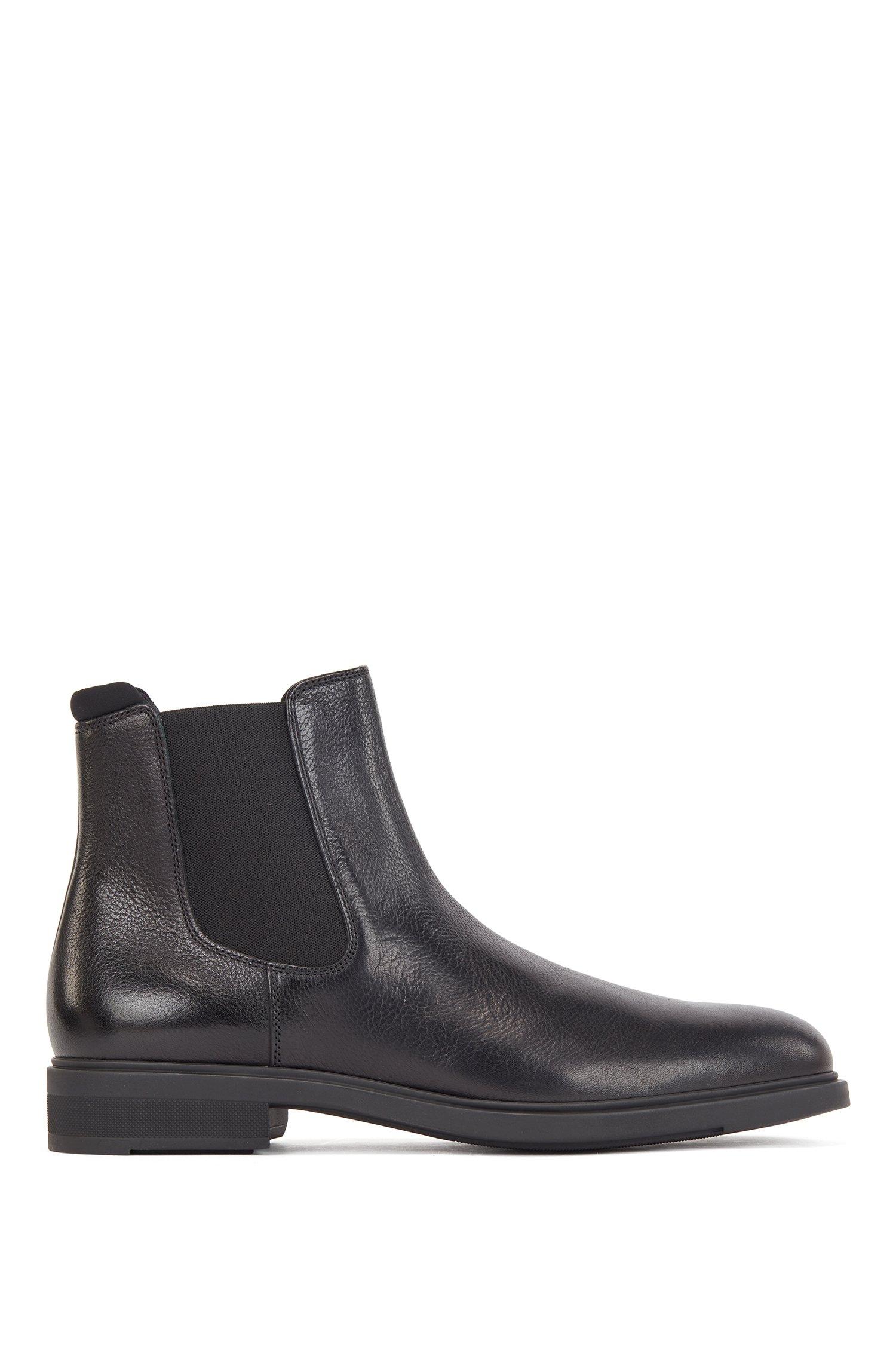 BOSS by Hugo Boss Italian Made Chelsea Boots In Leather With Monogram ...