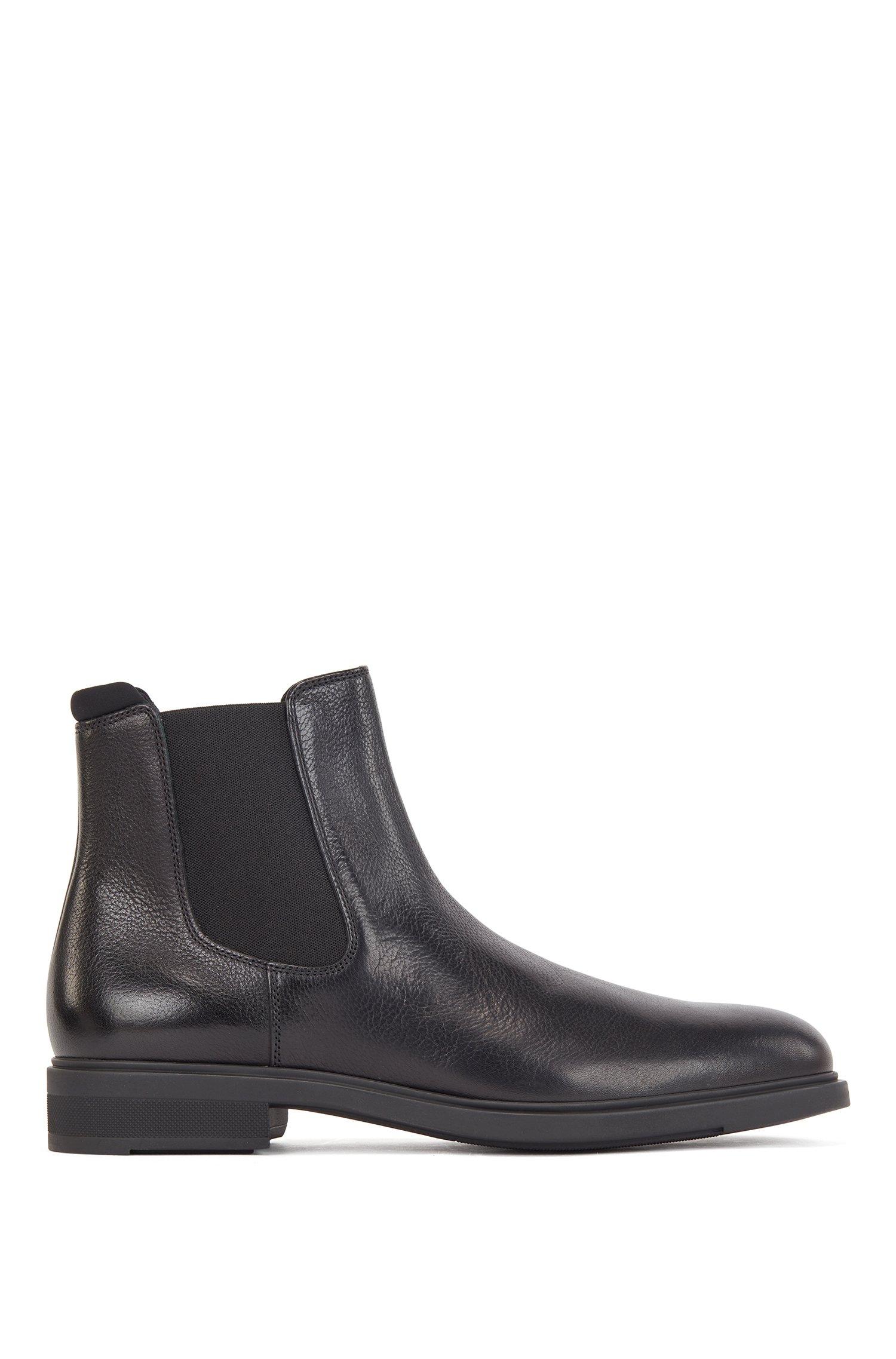 BOSS by Hugo Boss Italian Made Chelsea Boots In Leather With Monogram