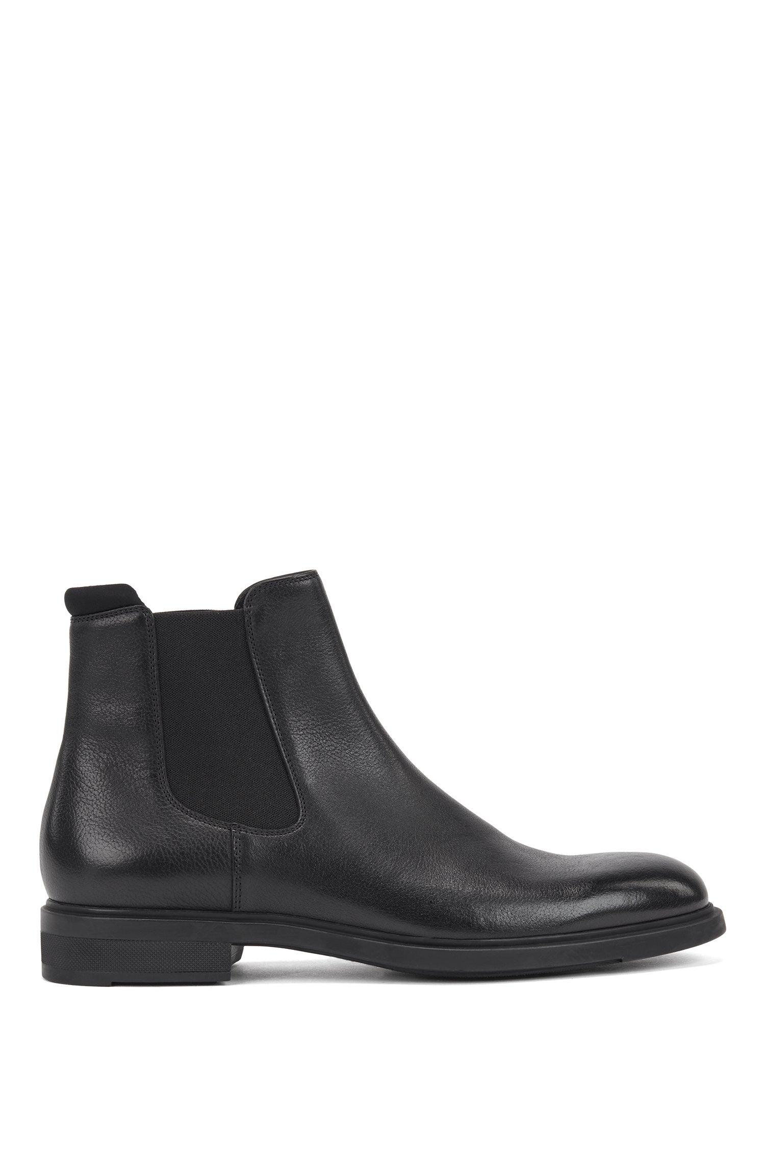 BOSS Italian Made Chelsea Boots In Leather With Monogram Panels in ...