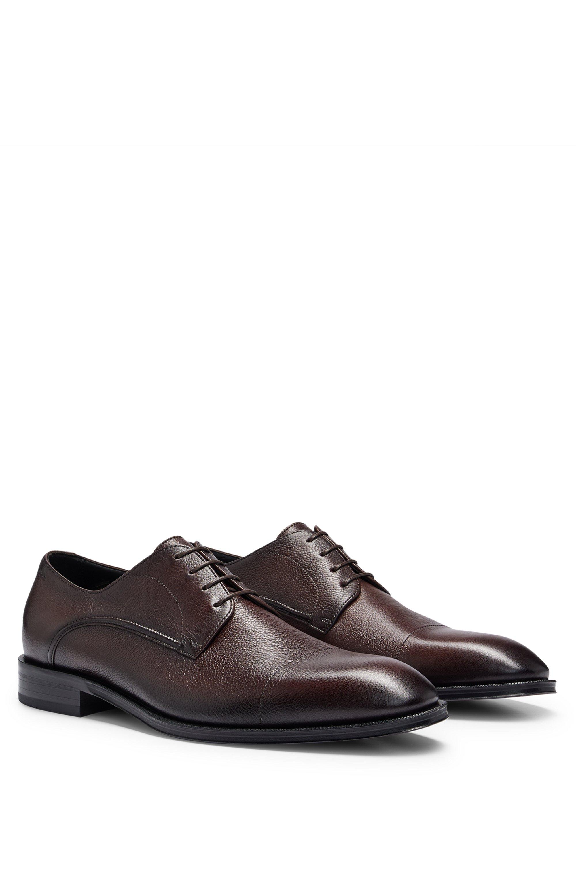 BOSS by HUGO BOSS Grainedleather Derby Shoes With Cap Toe in Brown for