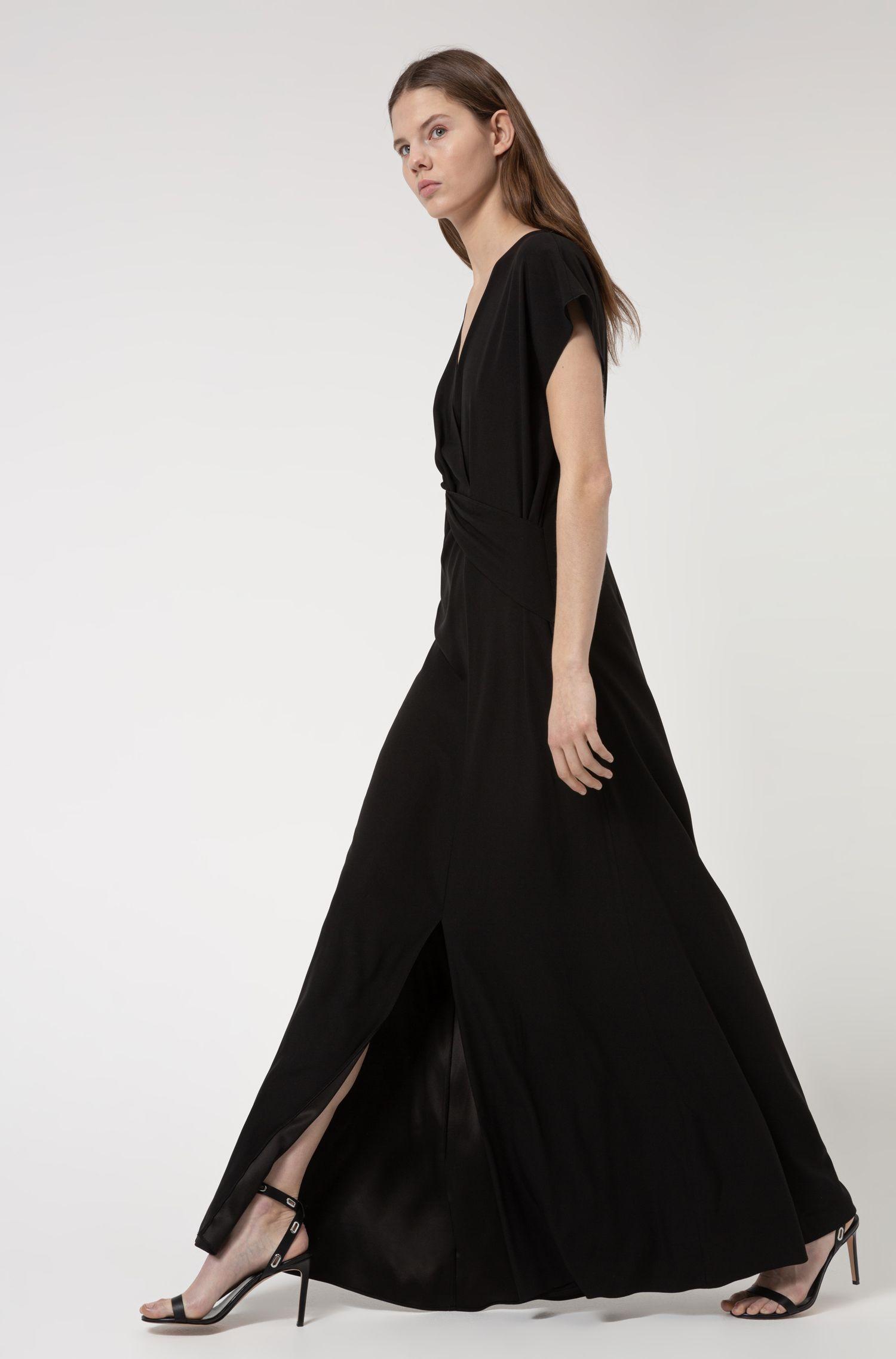 BOSS by Hugo Boss Crepe Maxi Dress With Knotted Front in Black - Lyst
