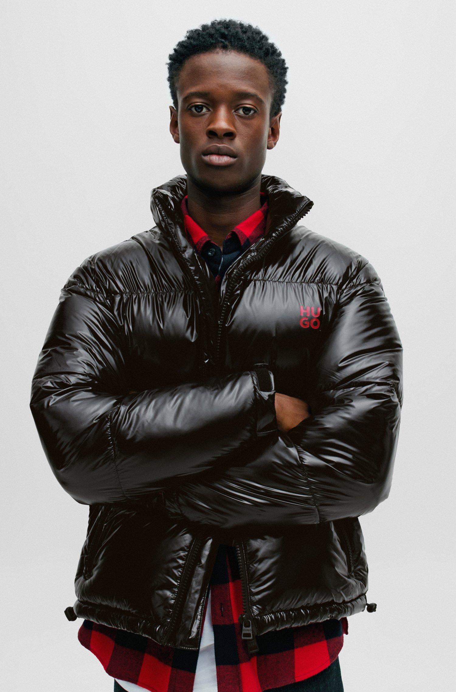 Hugo Black Leather Puffer Hugo Leather Black Puffer Hugo Boss