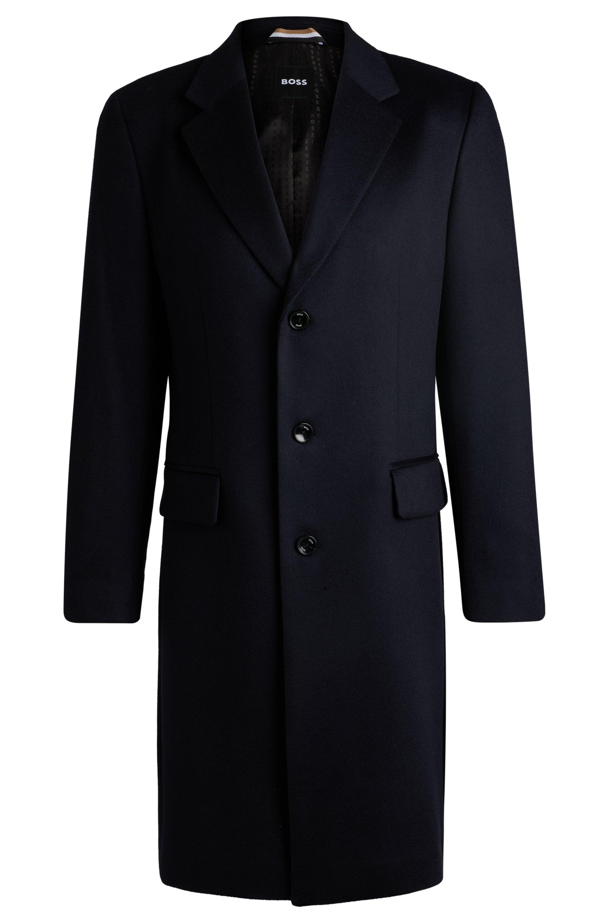 BOSS Slim fit Coat In Cashmere in Blue for Men Lyst