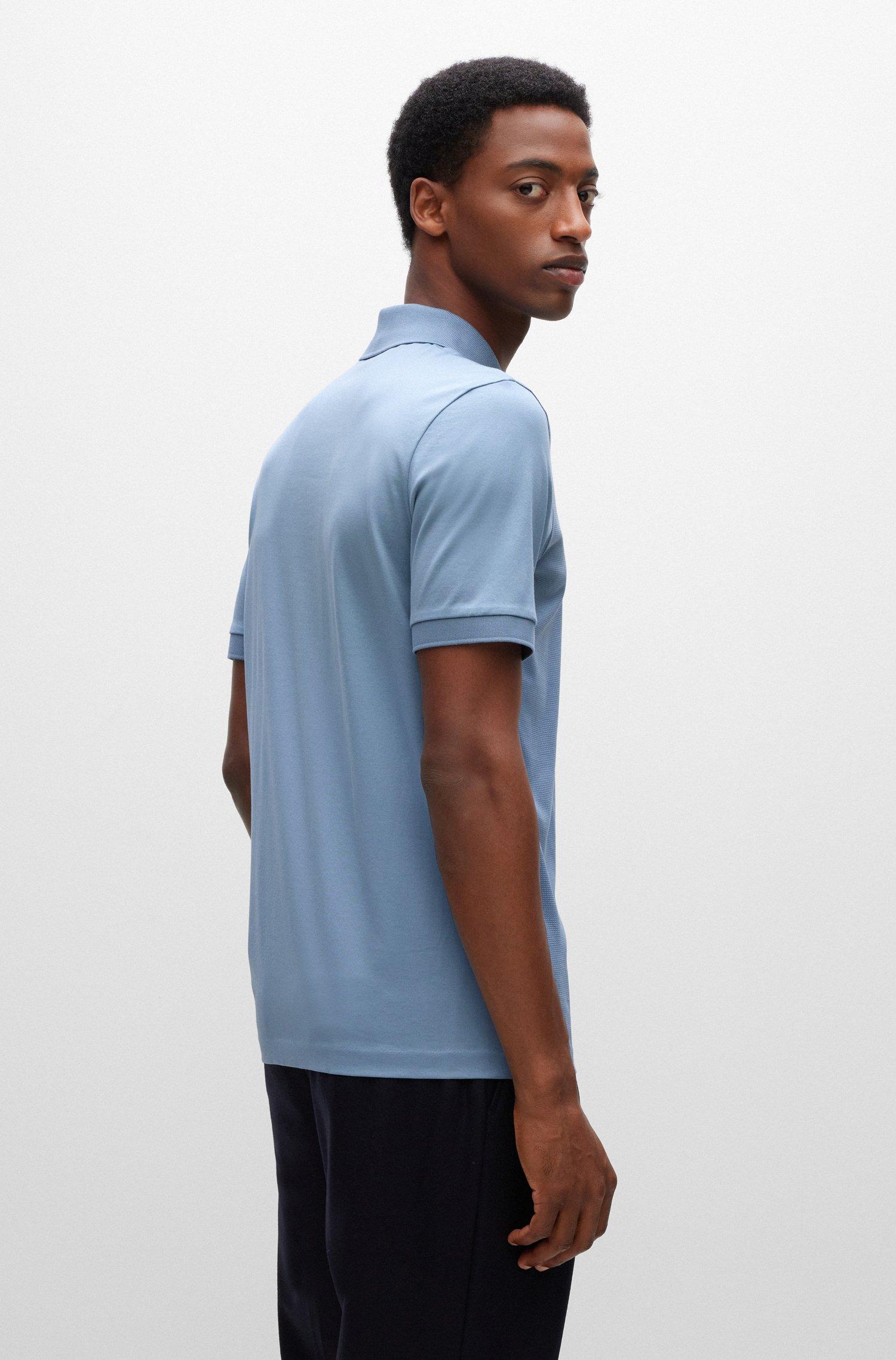 BOSS by HUGO BOSS Mercerised-cotton Slim-fit Polo Shirt With Zipped Placket  in Blue for Men | Lyst UK
