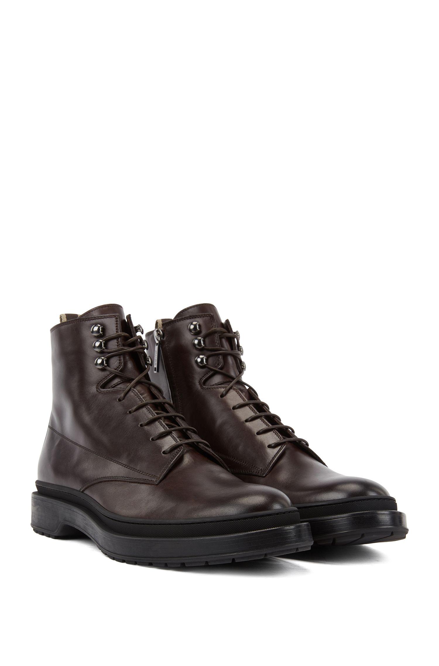 BOSS by Hugo Boss Lace Up Boots In Leather With Shearling Lining in ...