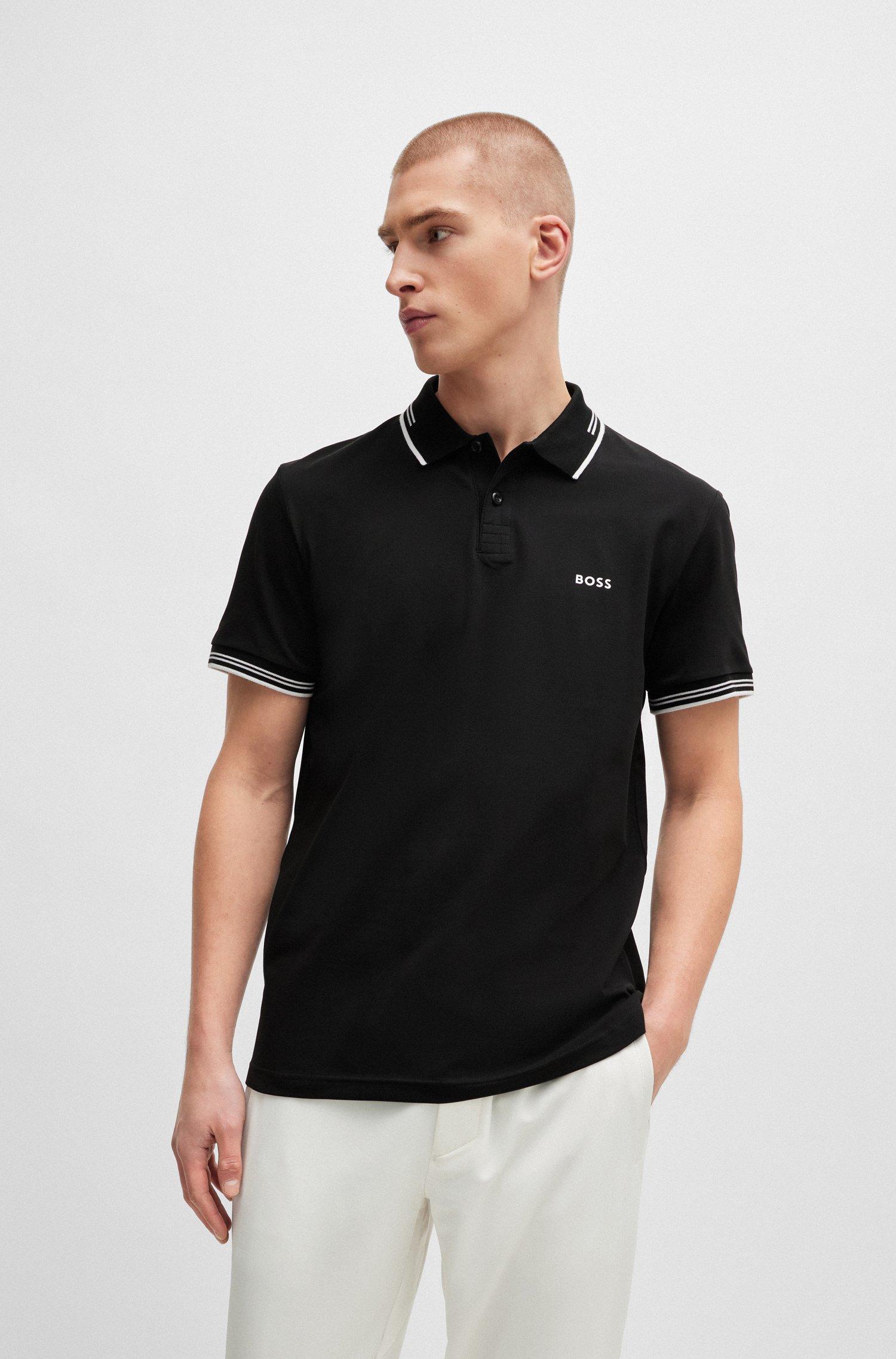 BOSS Stretch cotton Slim fit Polo Shirt With Branding in Black for Men Lyst Australia