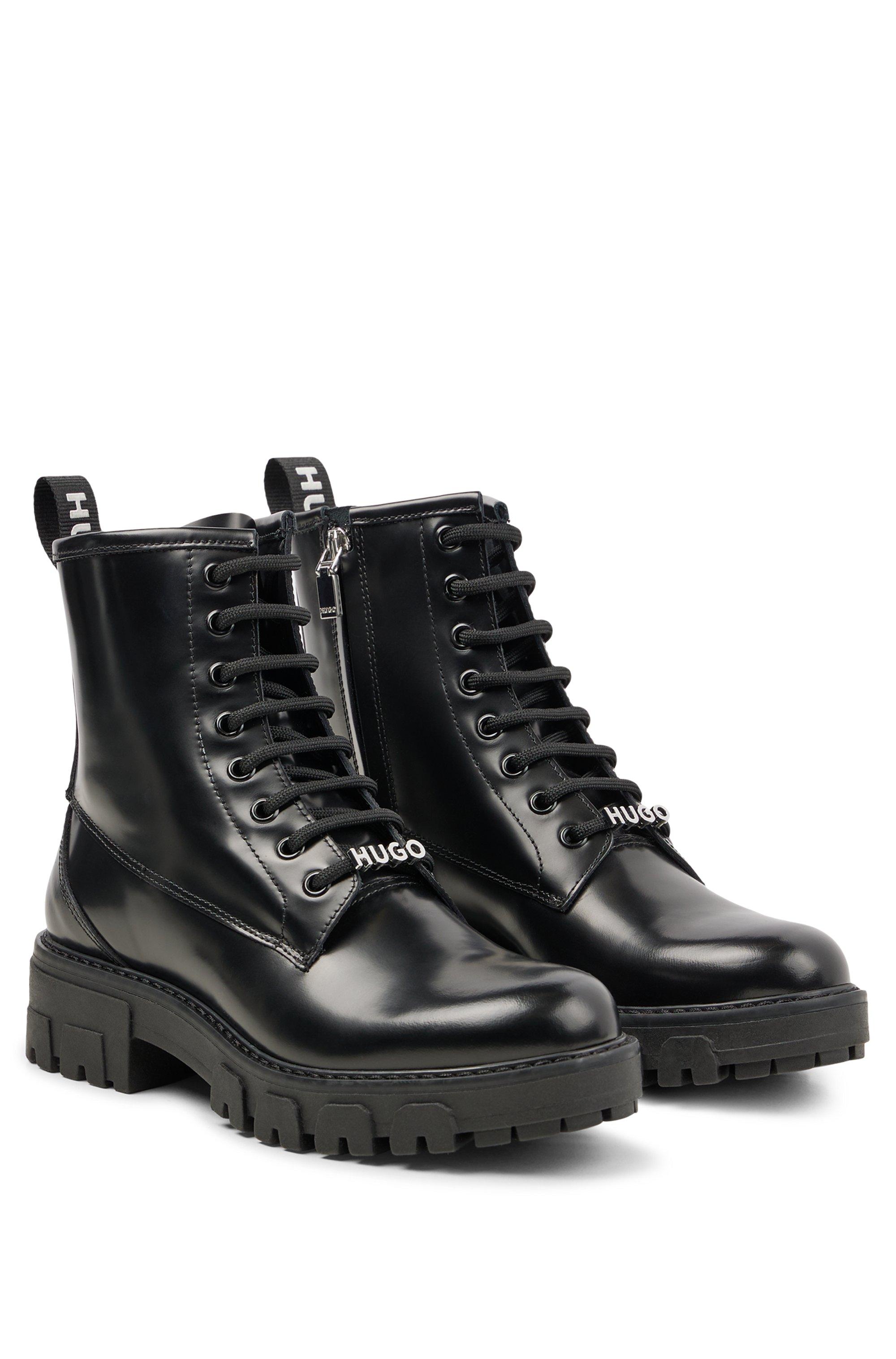 BOSS by HUGO BOSS Ankle Boots In Brush-off Leather in Black | Lyst
