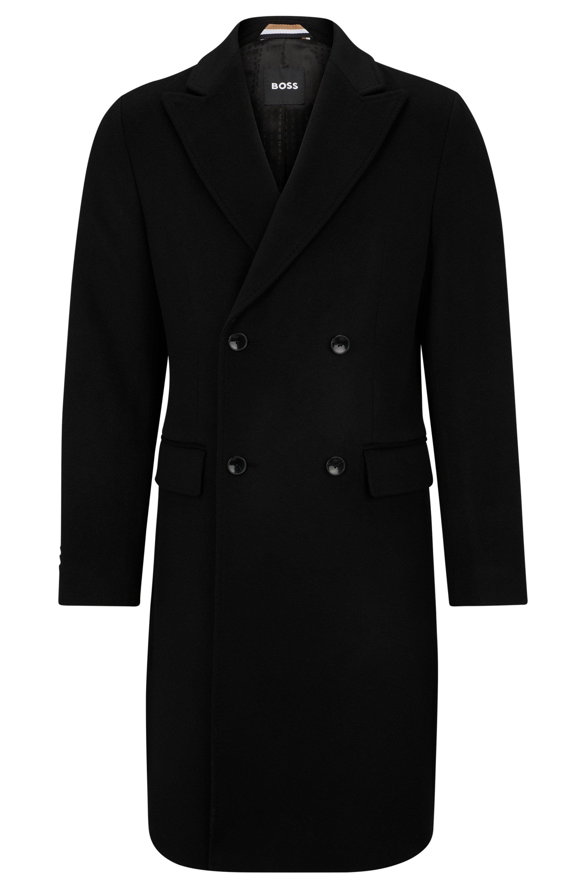 BOSS by HUGO BOSS Double-breasted Coat In Wool And Cashmere in Black for  Men | Lyst