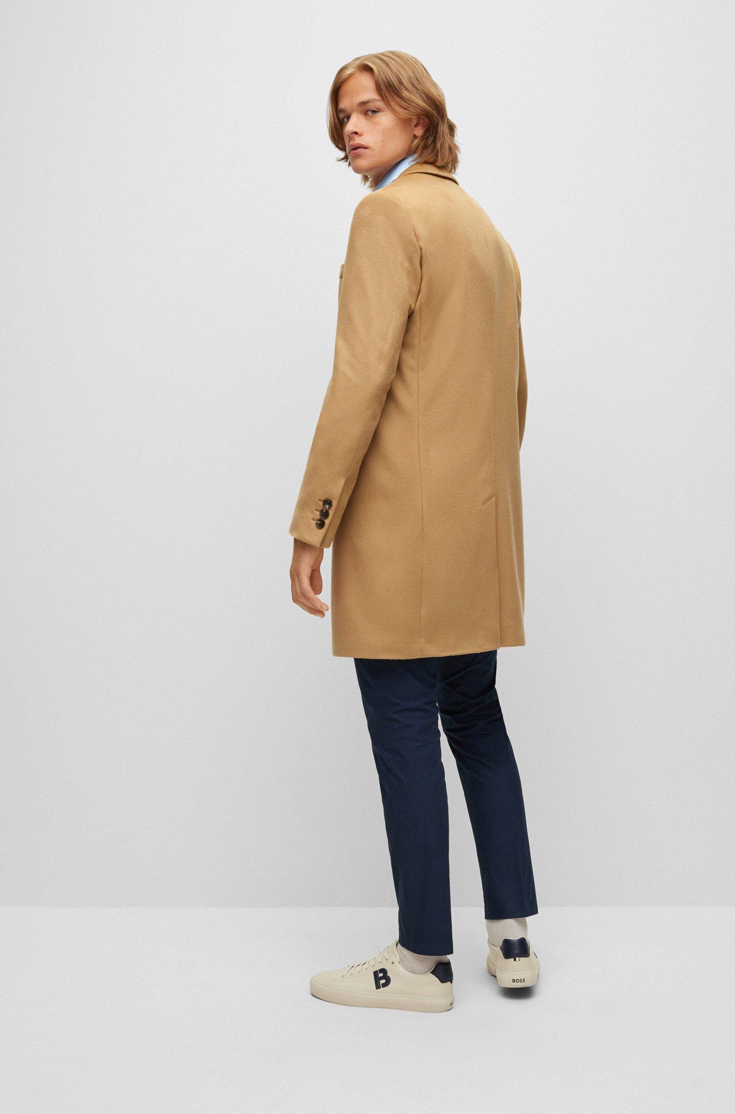BOSS by HUGO BOSS Slim-fit Coat In Wool And Cashmere in Natural for Men |  Lyst UK
