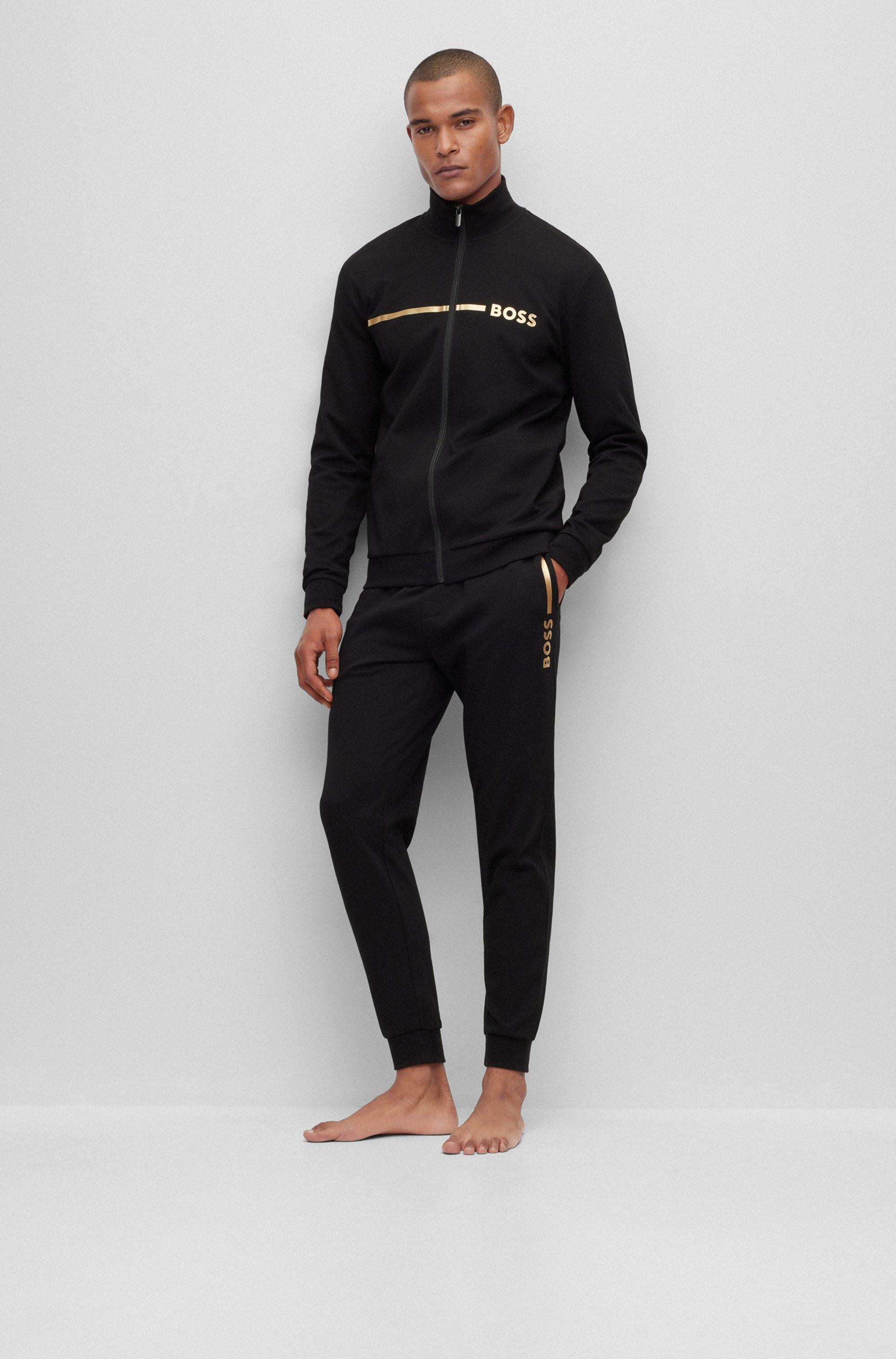 BOSS by HUGO BOSS Cotton-blend Tracksuit Bottoms With Logo And Stripe in  Black for Men | Lyst