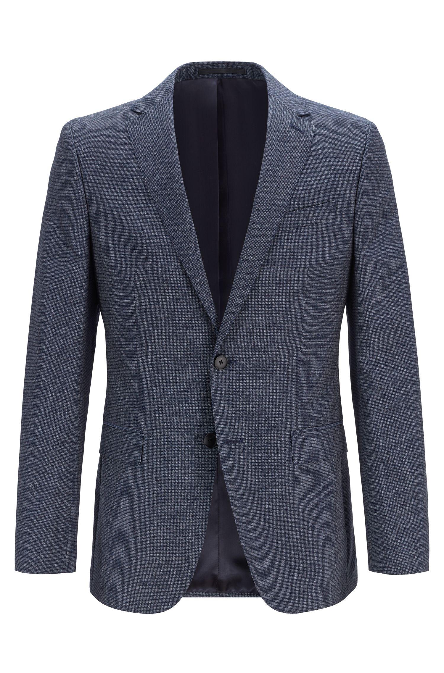 BOSS Slim-fit Jacket In Micro-patterned Virgin Wool Serge in Blue for ...