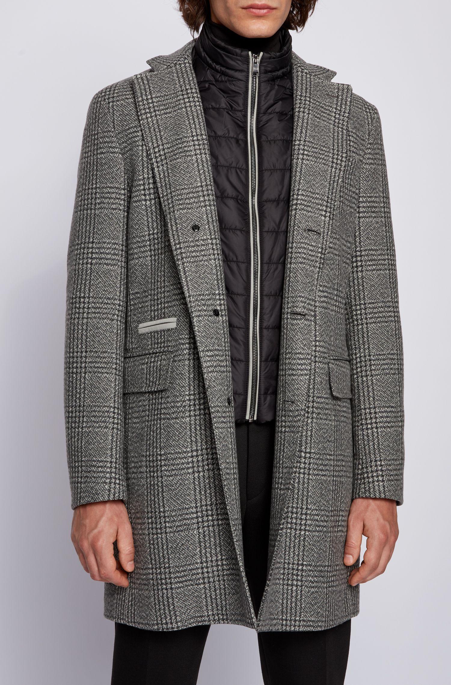 BOSS by Hugo Boss Wool Slim Fit Coat With Detachable Zip Through Inner