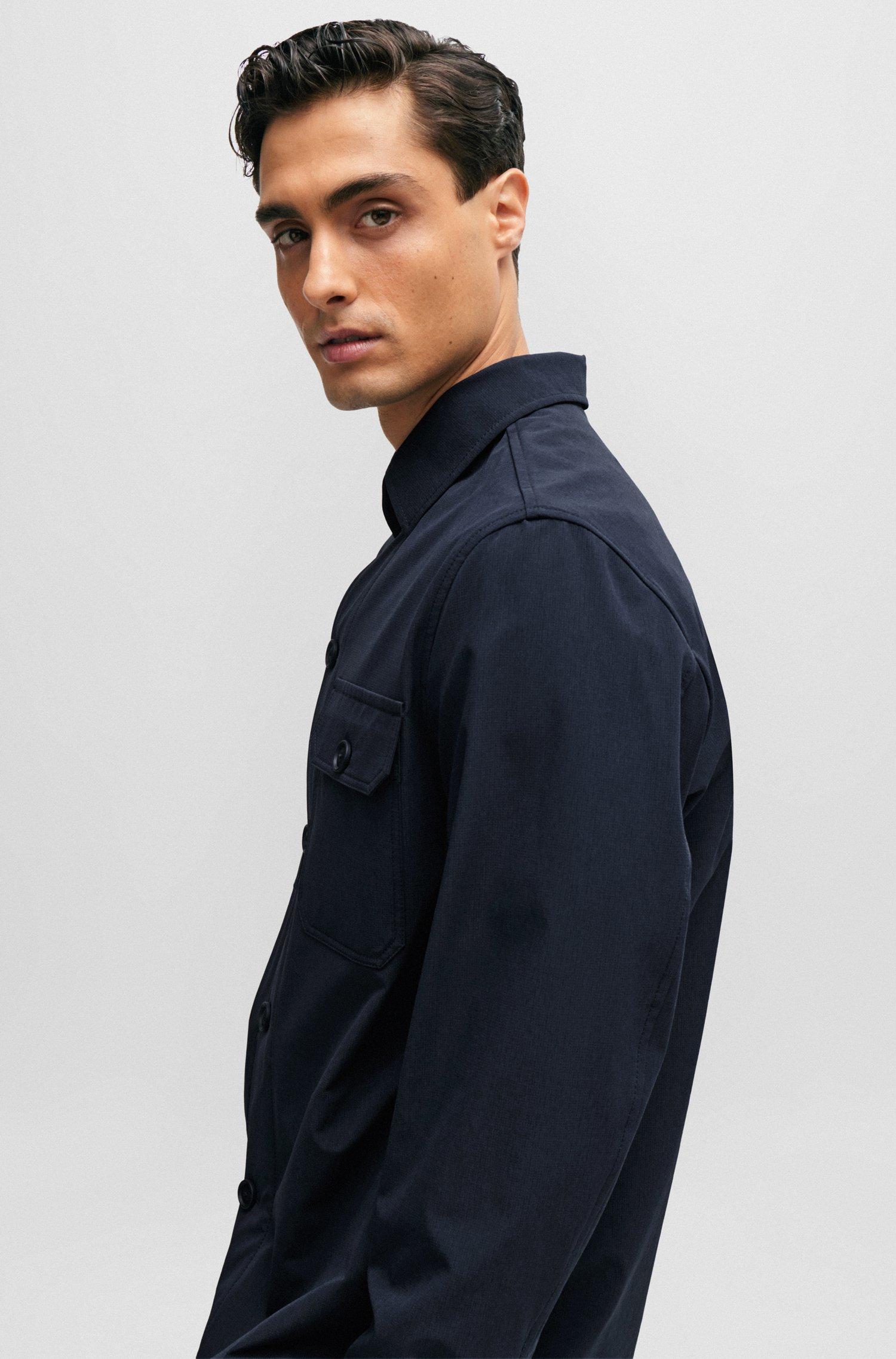 BOSS by HUGO BOSS Relaxed-fit Button-up Overshirt In Stretch Material in  Blue for Men
