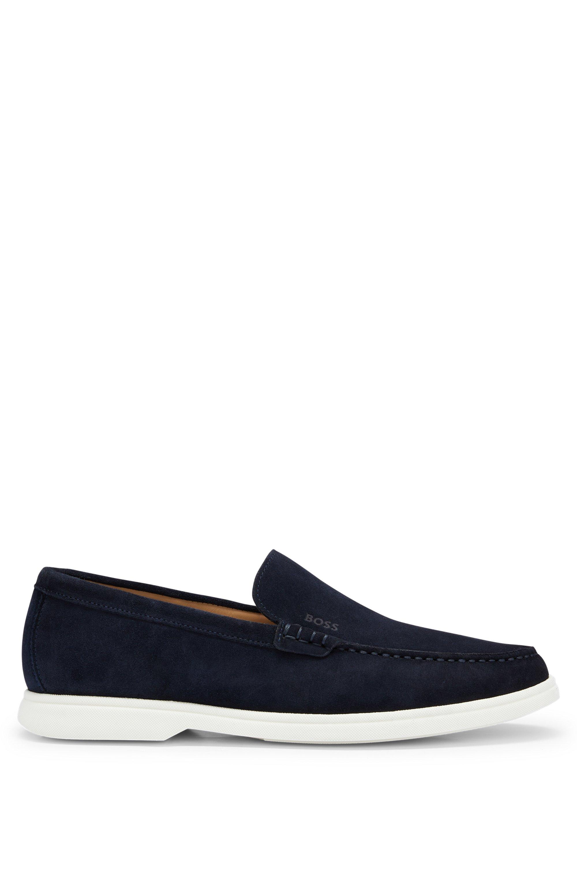 BOSS by HUGO BOSS Suede Loafers With Emed Logo And Tpu Outsole in Blue ...