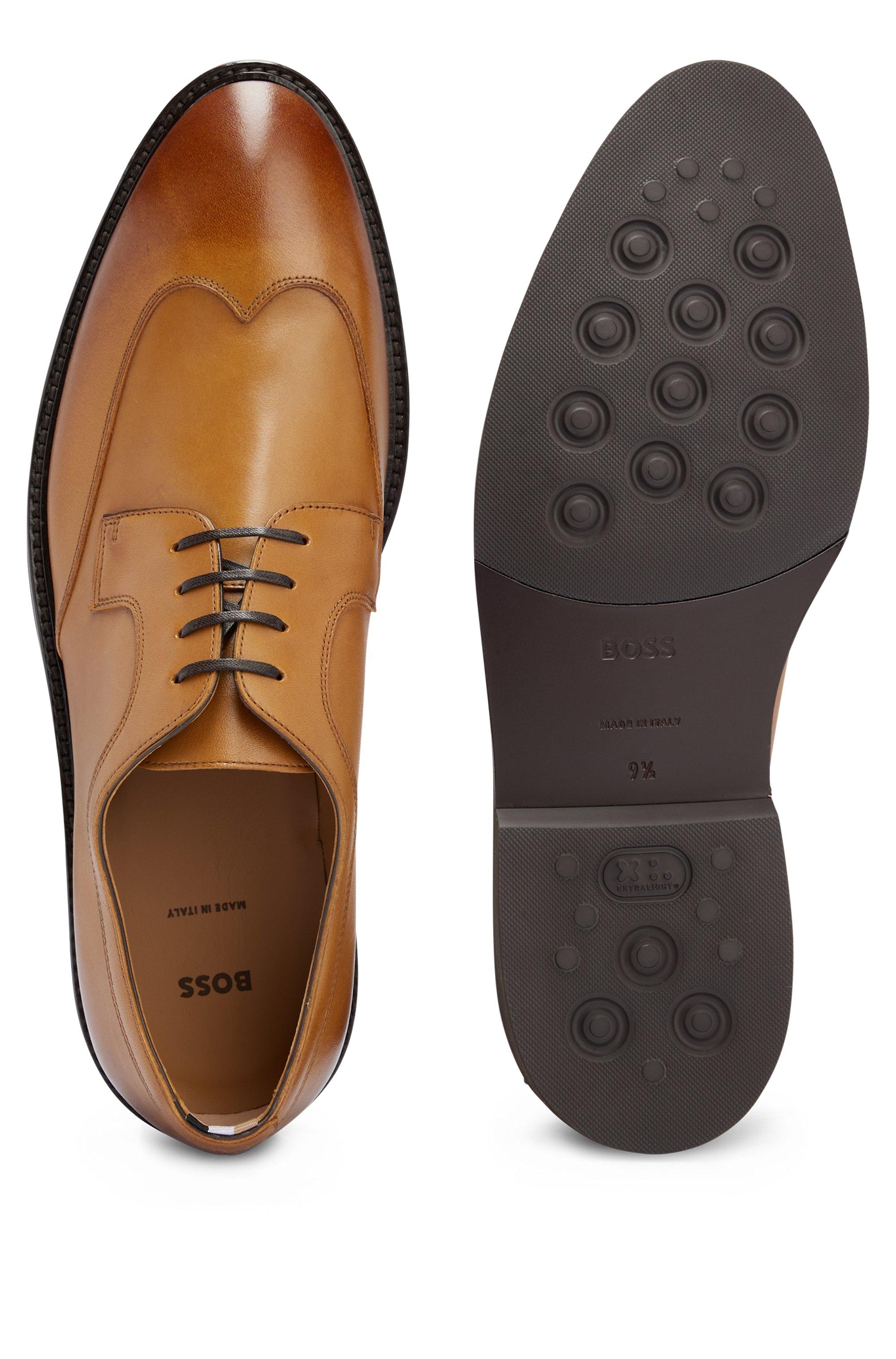 BOSS - Italian-made Derby shoes in embossed leather