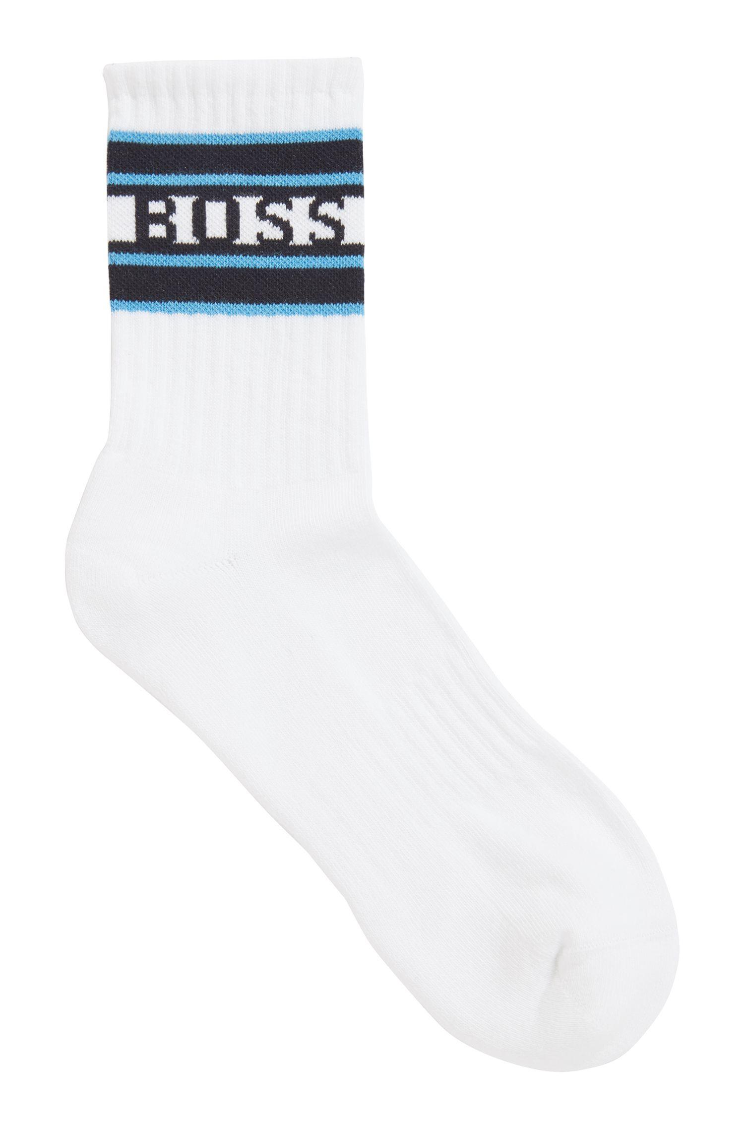 BOSS by Hugo Boss Cotton Quarter Length Ribbed Socks With Sporty ...