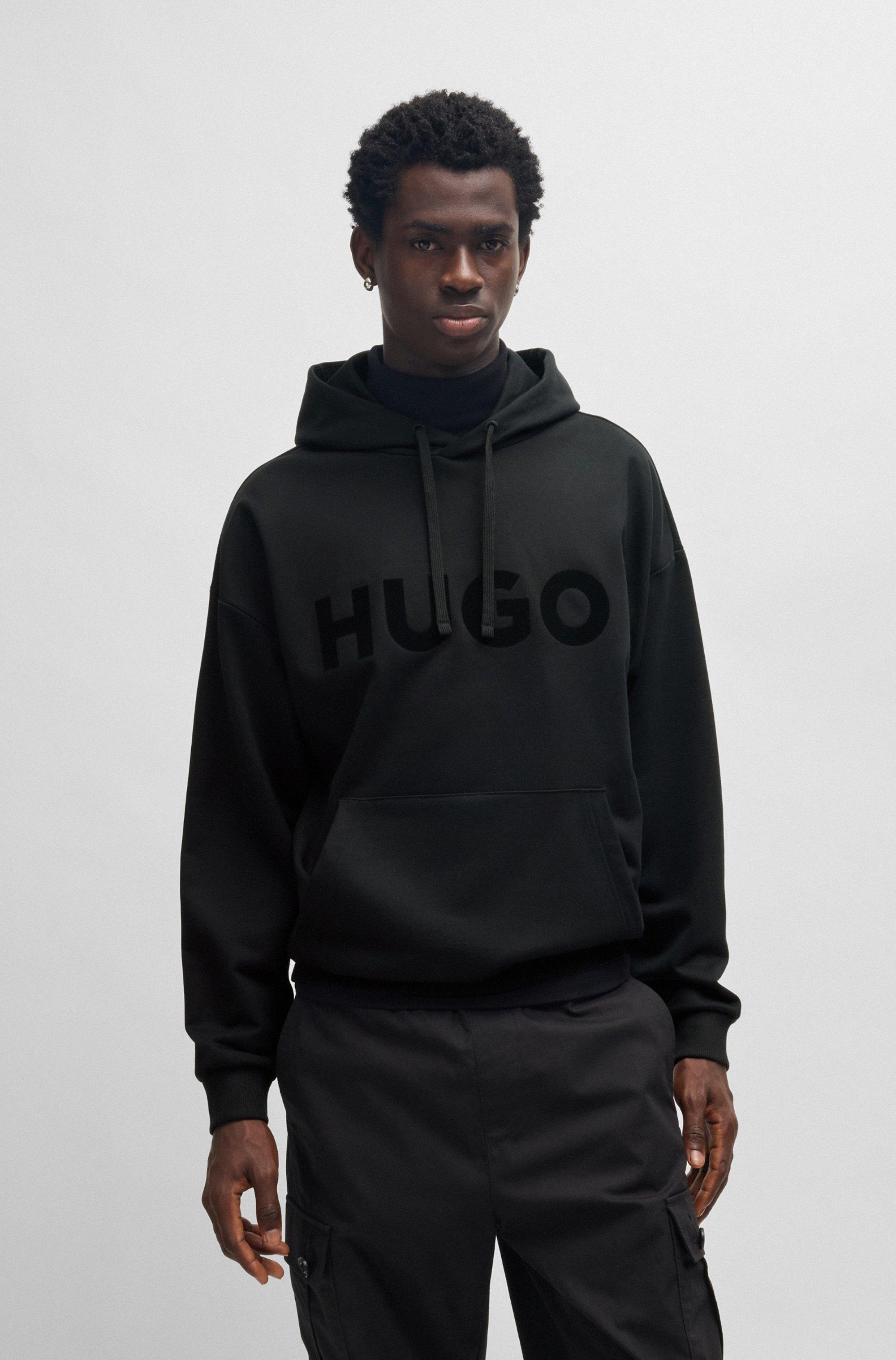 HUGO - T-shirt oversize in cotone con grafica originale - Nero