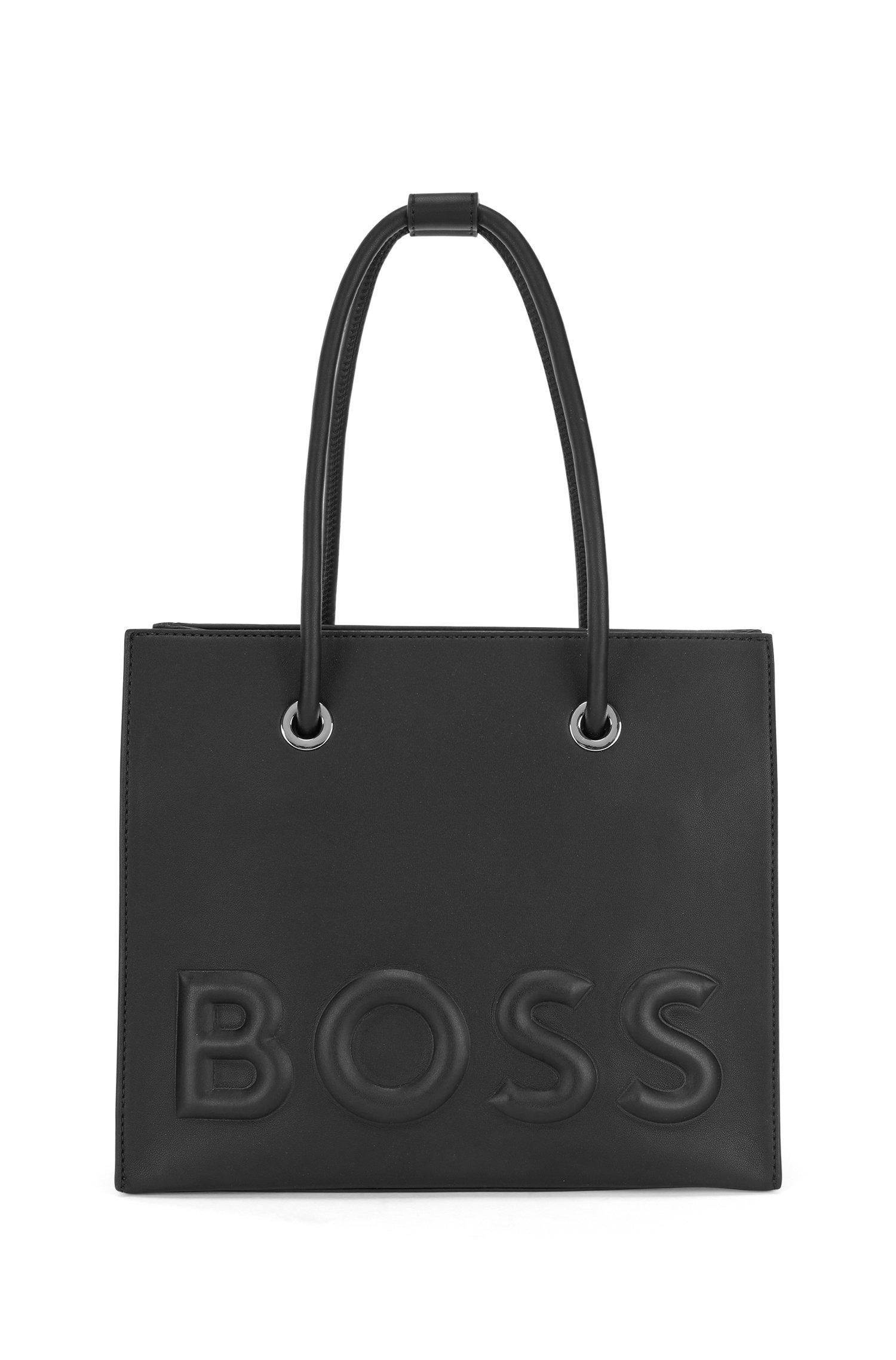 BOSS by HUGO BOSS Faux-leather Tote Bag With Raised Logo in Black | Lyst UK