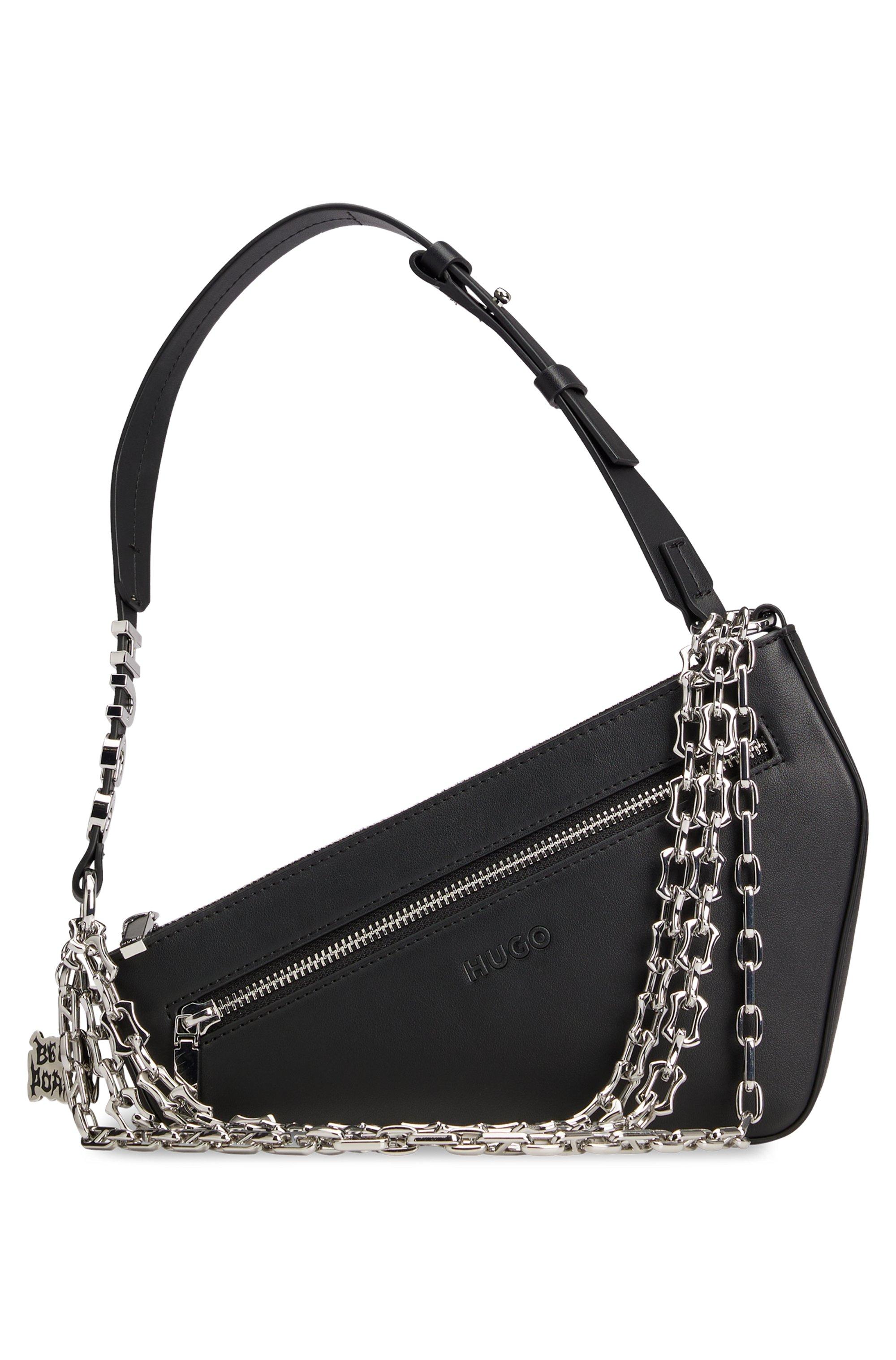 BOSS by HUGO BOSS Hugo X Bella Poarch Asymmetric Fauxleather Shoulder Bag in Black Lyst