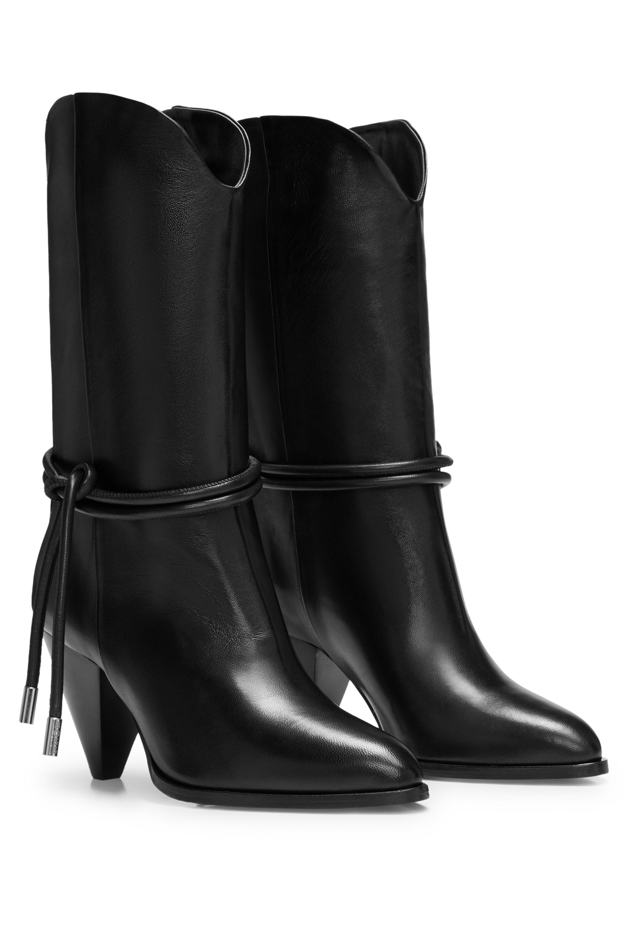BOSS HUGO BOSS Calf-length Boots In Leather With in | Lyst